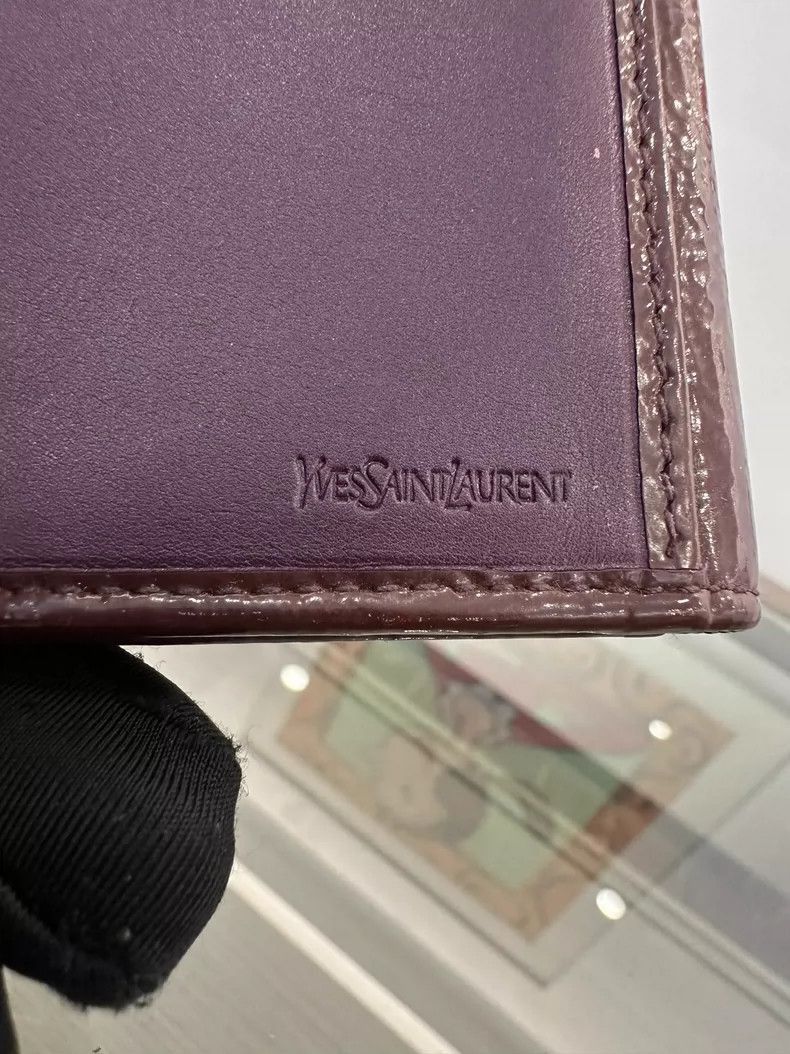 Yves Saint Laurent YSL Classic Burgundy Wallet with Logo-2506 Size ONE SIZE - 8 Thumbnail