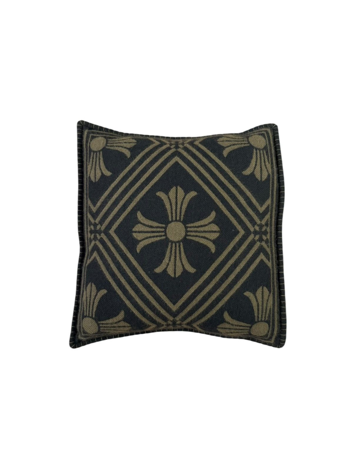 Chrome Hearts Black / Brown Cashmere Mini Plus Pillow w/ Silver Buttons Size ONE SIZE - 1 Thumbnail