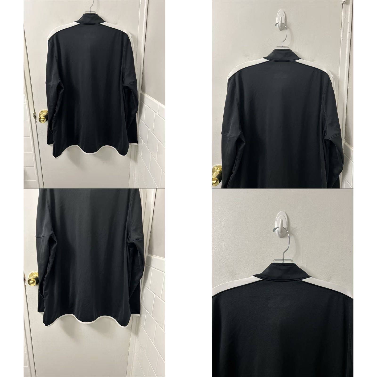 Under Armour Under Armour Track Jacket Mens 2XL Black White Full Zip Loose Fit Athletic L/S Size US XXL / EU 58 / 5 - 8 Thumbnail