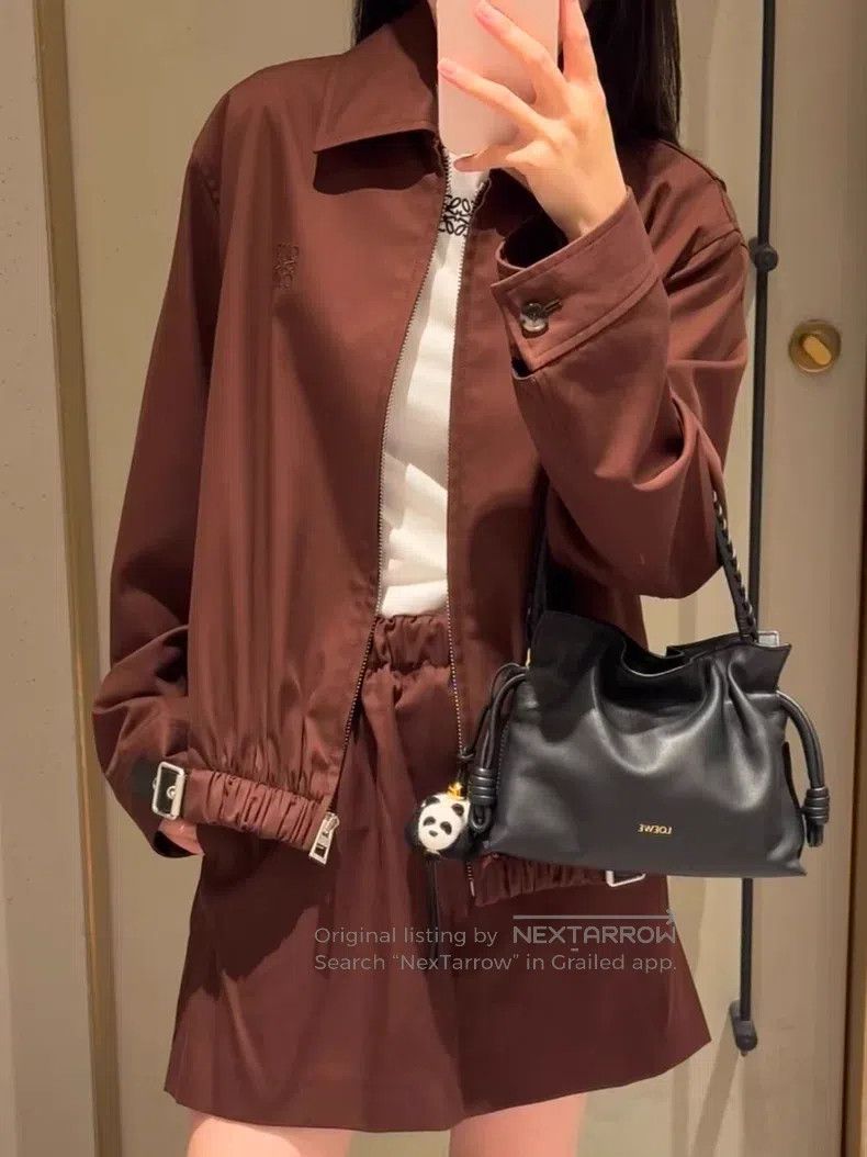 Loewe Loewe 25 Year Show Model Brown Short Coat and Skirt Set Size 4XL / US 24-26 - 5 Thumbnail