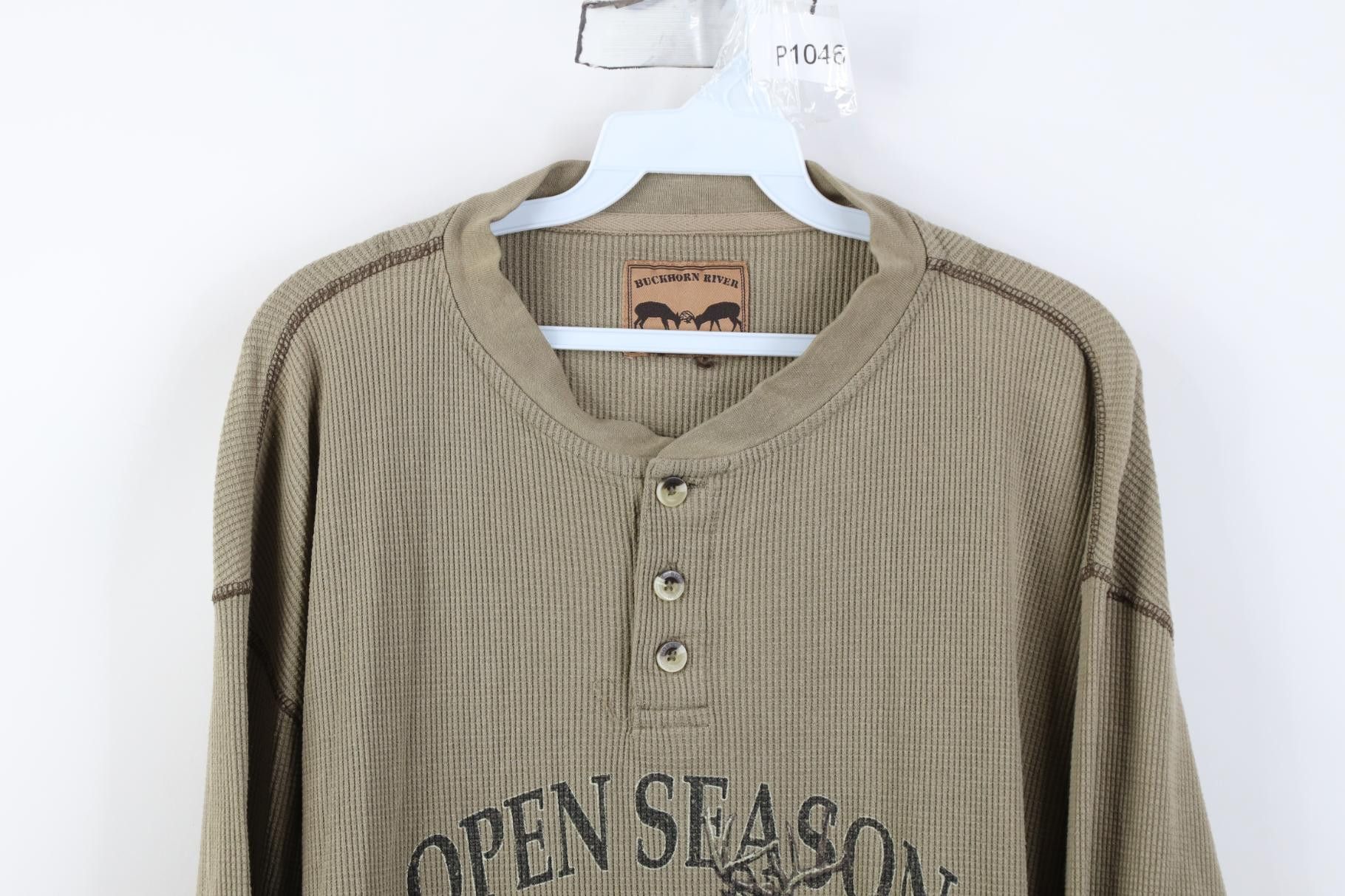 Vintage Vintage Y2K Streetwear Thermal Waffle Knit Henley T-Shirt Size US XL / EU 56 / 4 - 2 Thumbnail