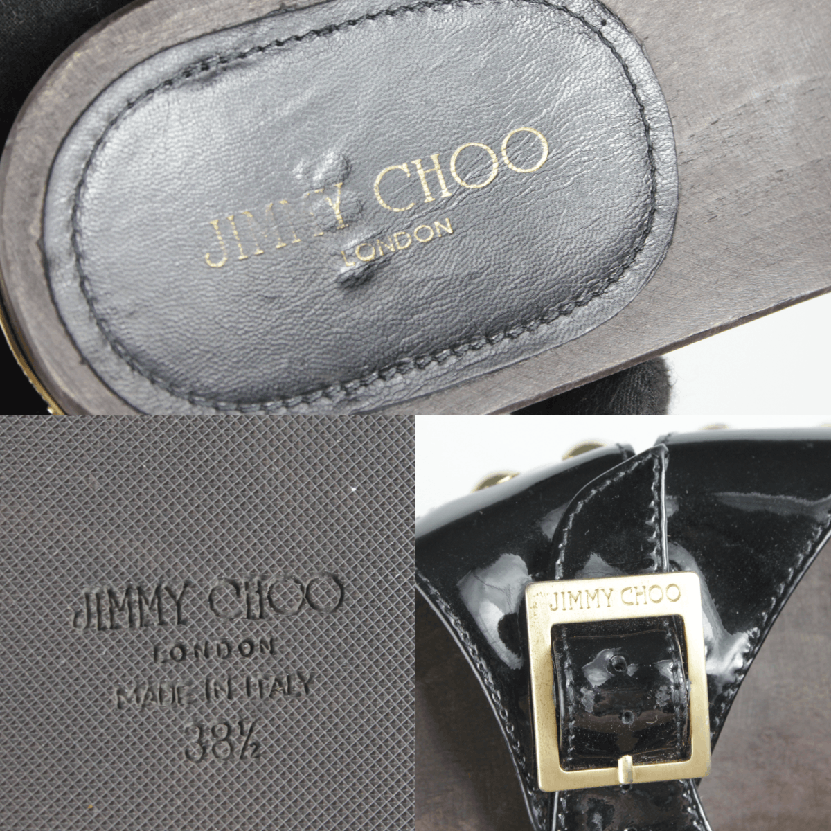 Jimmy Choo Wood Sabo Mules Y2K Studded Sandals Size US 8.5 / IT 38.5 - 13 Thumbnail