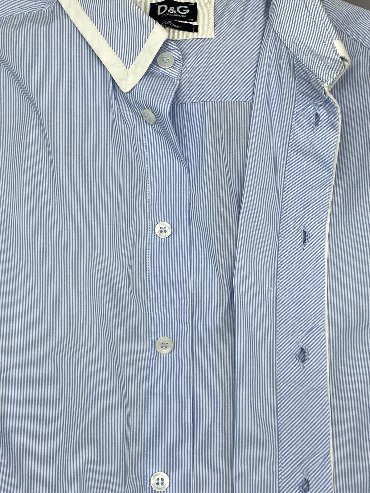 Dolce & Gabbana Dolce & Gabbana Blue White Pinstripe Dress Shirt Slim Fit Size US M / EU 48-50 / 2 - 19 Thumbnail