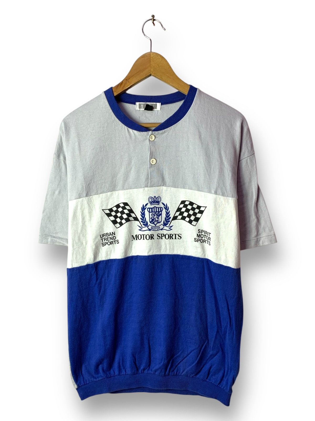 Japanese Brand 🔥Vintage Motor Sports Racing Half Button Tee Size US L / EU 52-54 / 3 - 1 Thumbnail