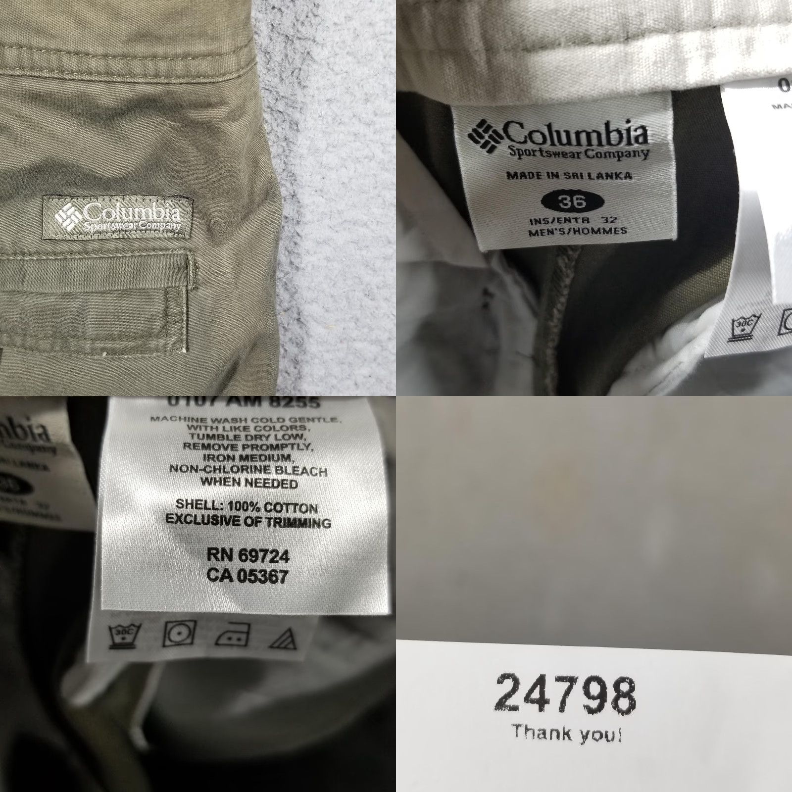 Vintage Columbia GPS Pants Chino Cotton 36x32 Peatmoss Green Mens Size US 36 / EU 52 - 8 Thumbnail