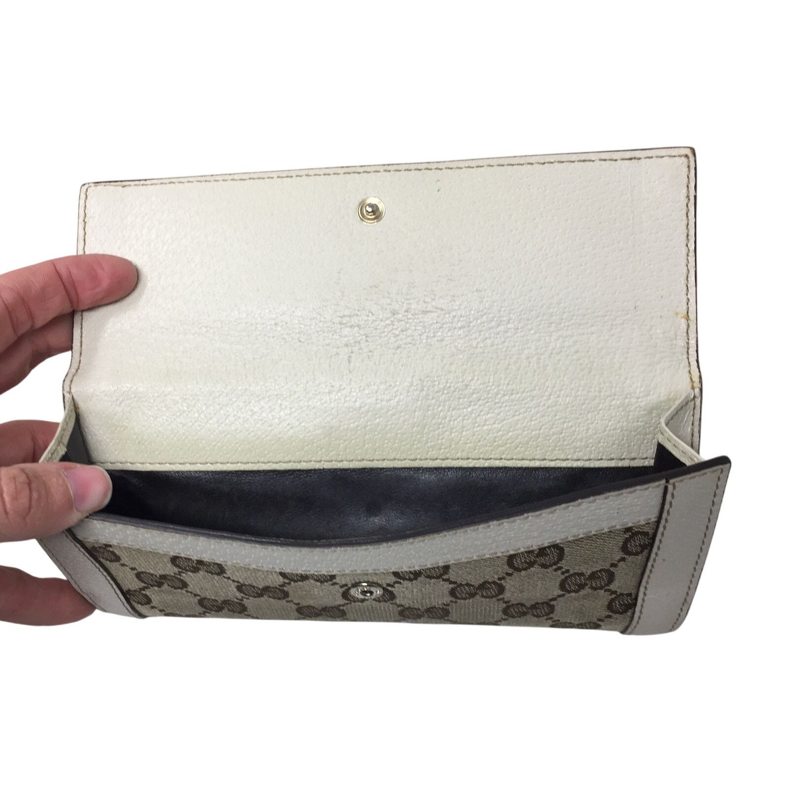Gucci Gucci GG Canvas Beige with White Leather Continental Wallet Size ONE SIZE - 6 Thumbnail
