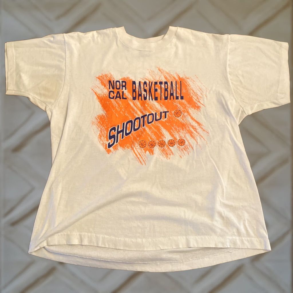 Vintage VINTAGE Nor Cal Basketball Shootout Single Stitch White Shirt XL Men T-Shirt White XL Mens Size US XL / EU 56 / 4 - 1 Thumbnail