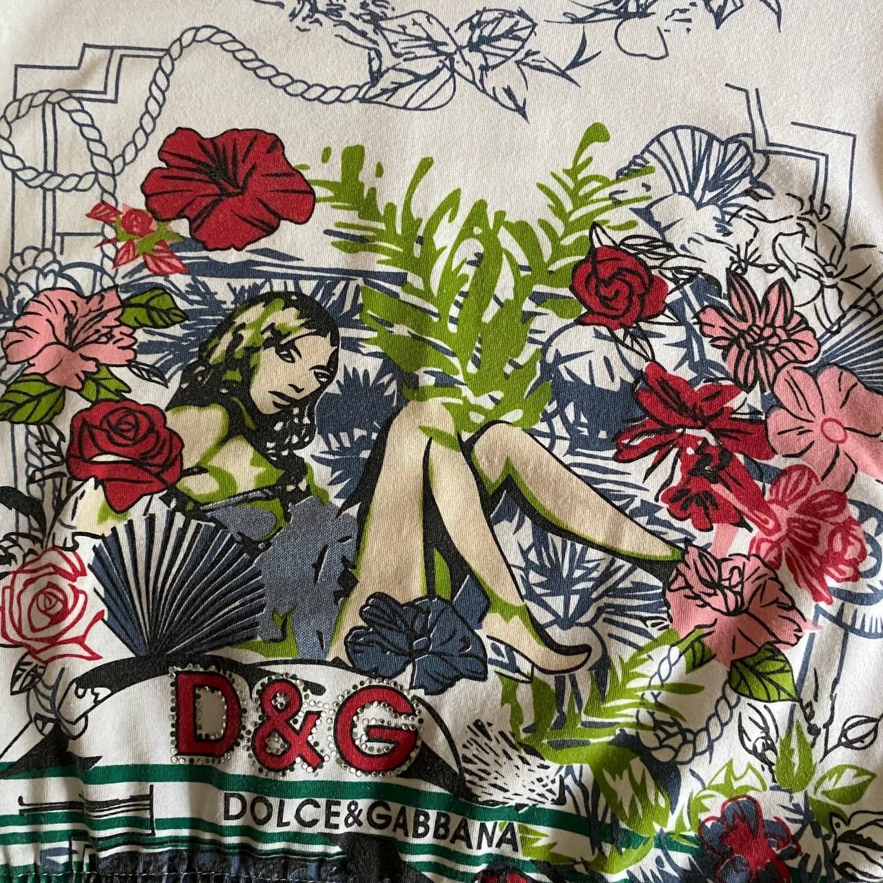 Dolce & Gabbana × Vintage D&G Dolce & Gabbana Vintage Floral Lady Archive T-Shirt Size S / US 4 / IT 40 - 6 Thumbnail