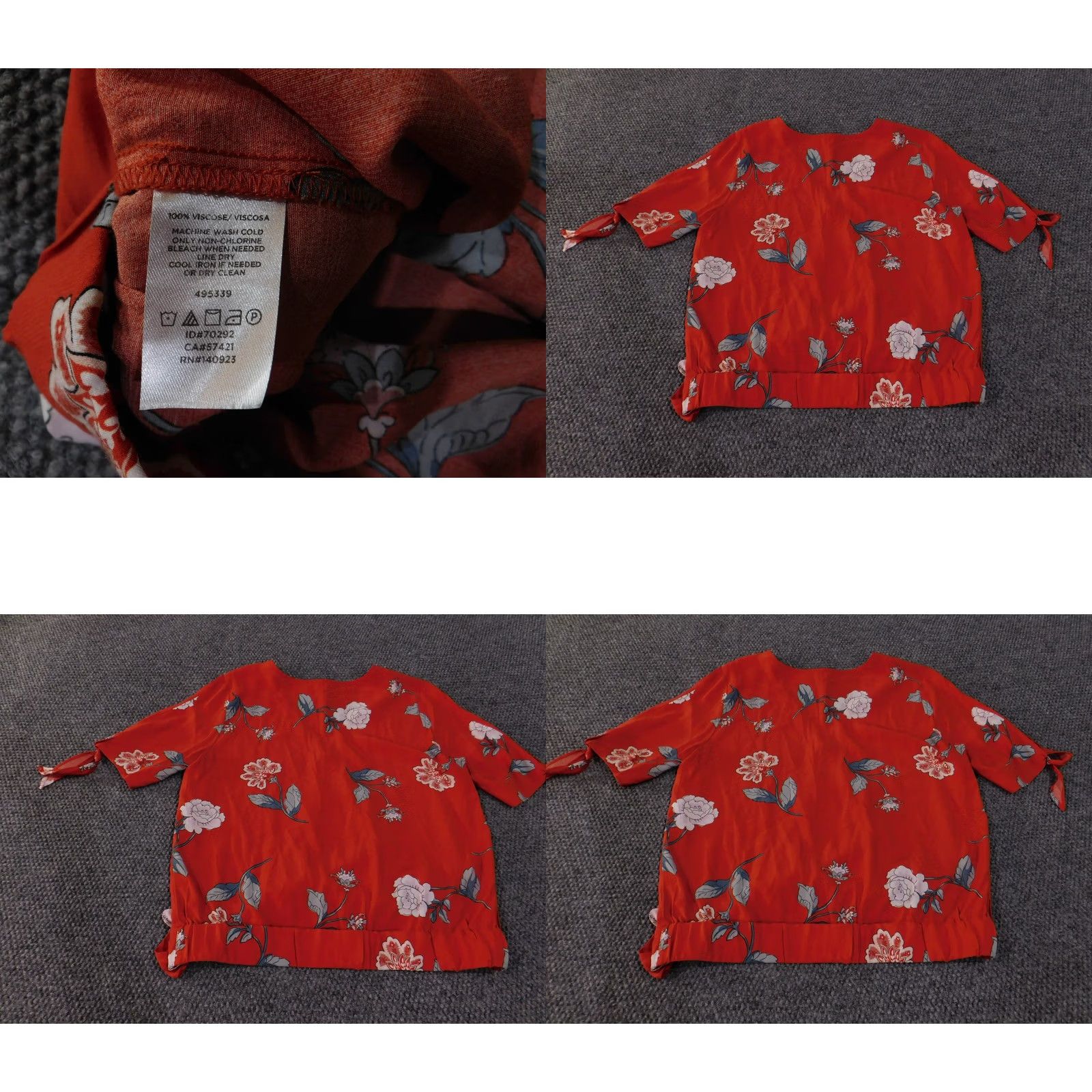 Loft LOFT Outlet Blouse Womens Small Red Floral Wrap V-Neck Tie Sleeve Lightweight Top Size S / US 4 / IT 40 - 8 Thumbnail