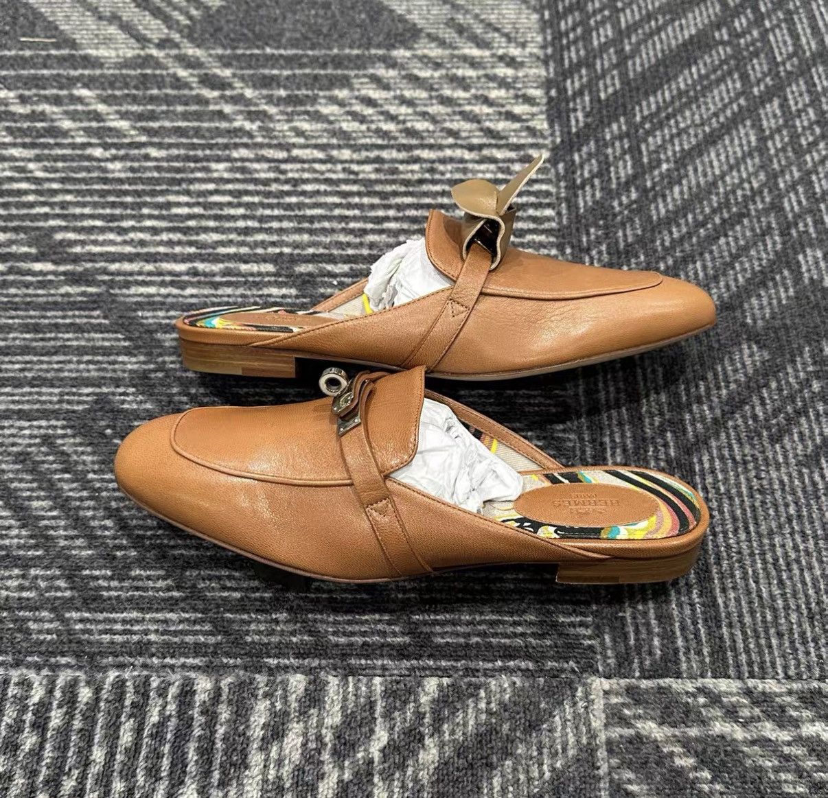 Hermes Hermès Kelly Brown Silver Buckle Mules J42 Size US 8 / IT 38 - 4 Thumbnail