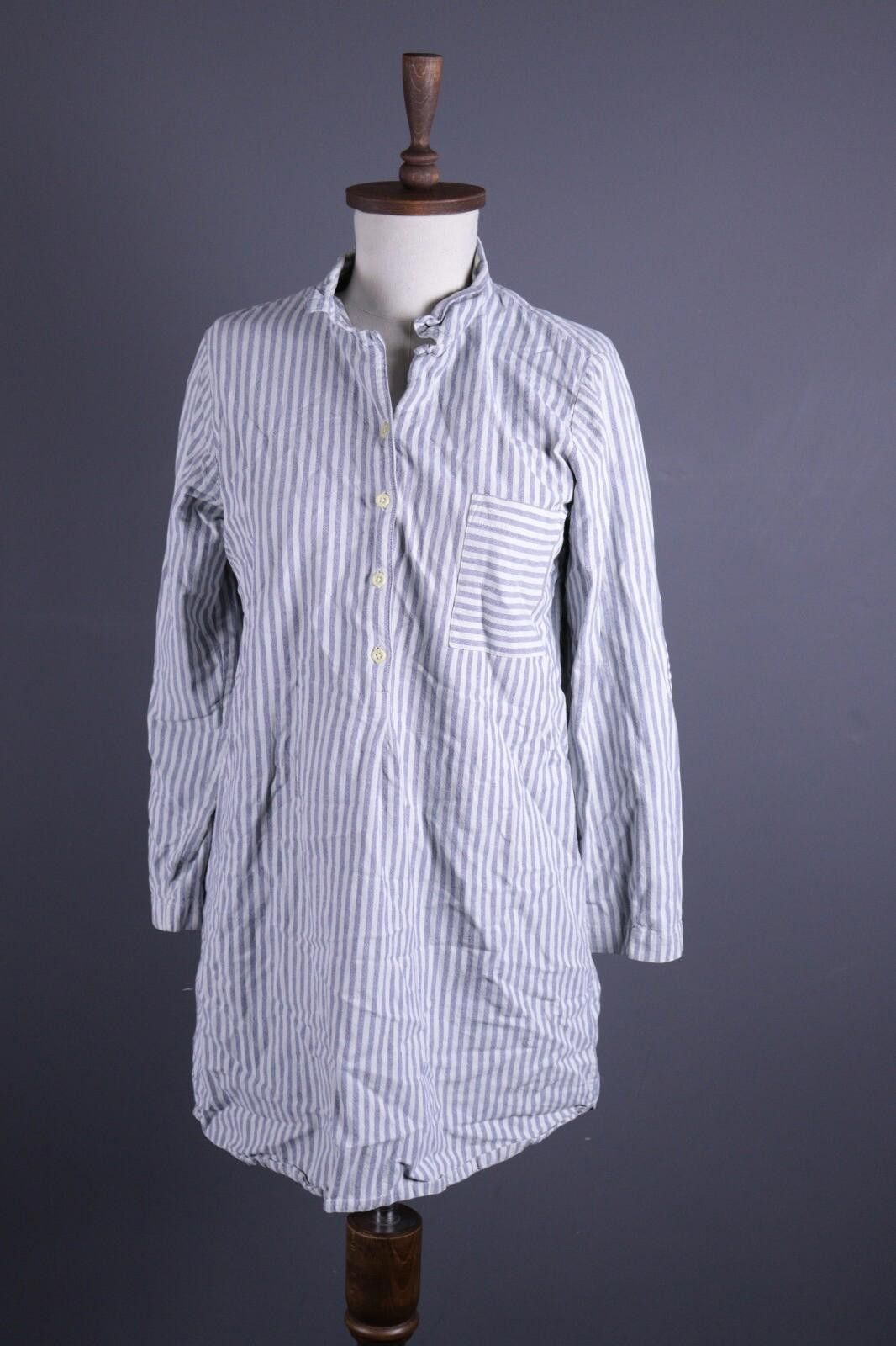 Designer Toast White Linen Stripe Blouson Midi Dress Size UK12 US8 M Size M / US 6-8 / IT 42-44 - 1 Thumbnail