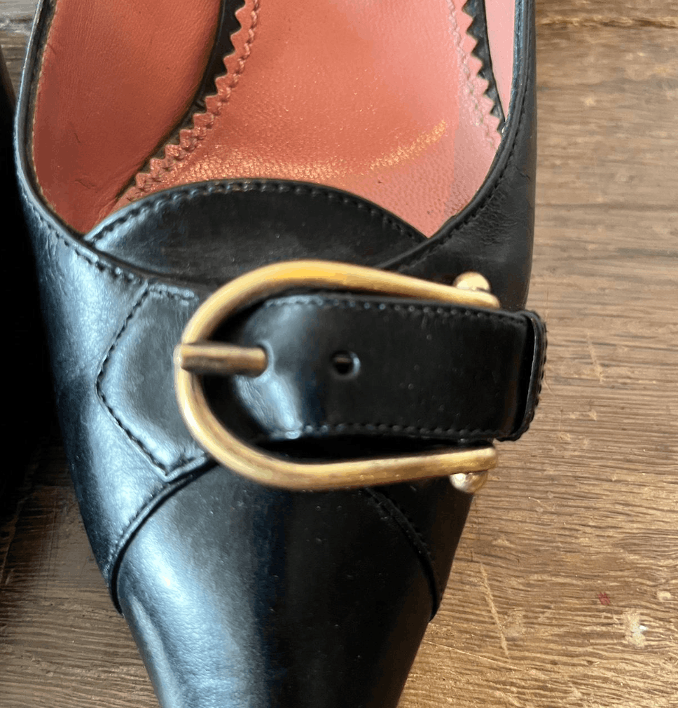 Yves Saint Laurent YSL Buckle Kitten Heel Size US 7 / IT 37 - 2 Thumbnail