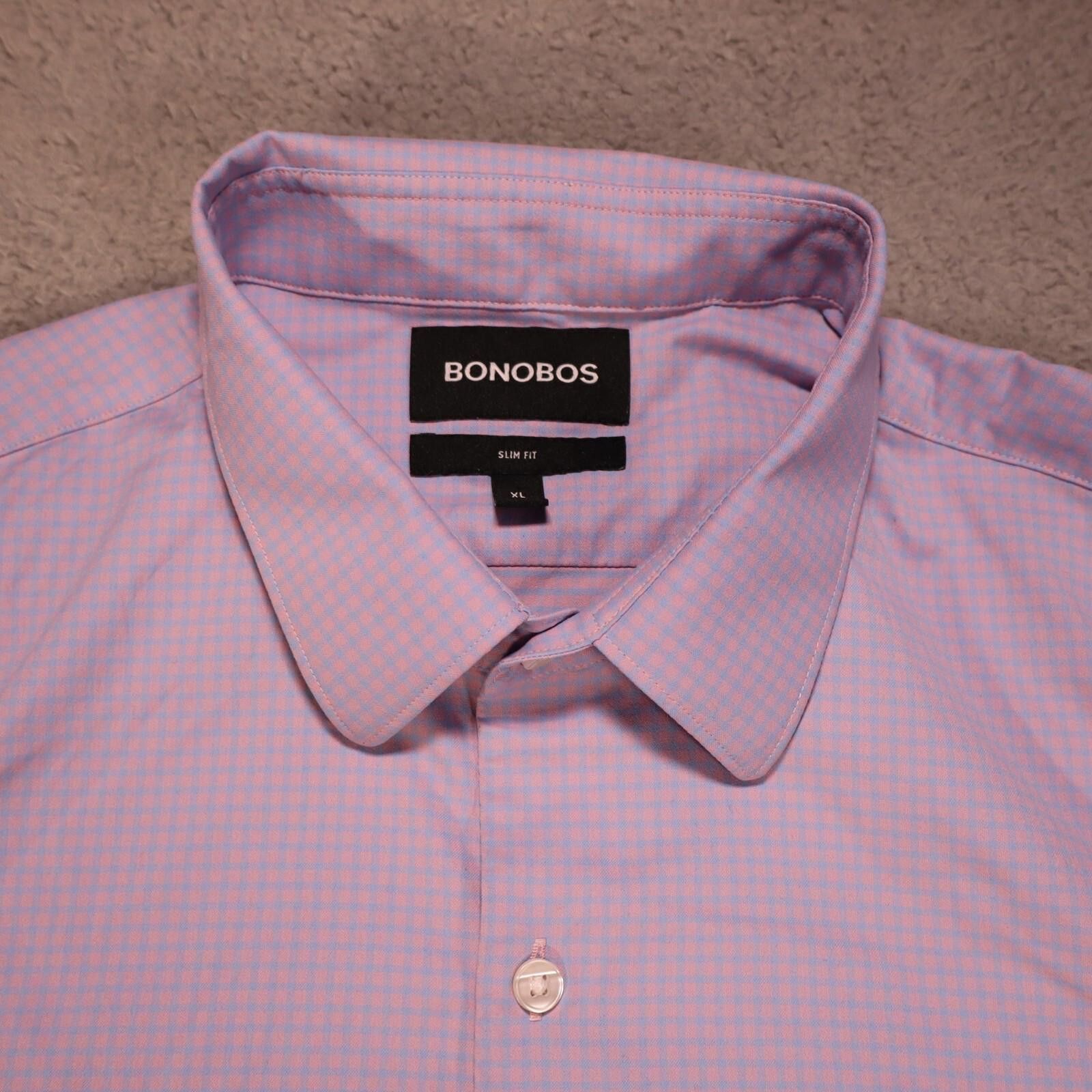 Bonobos Bonobos Tech Button Down Men XL Long Pink Blue Slim Fit Size 44R - 2 Thumbnail