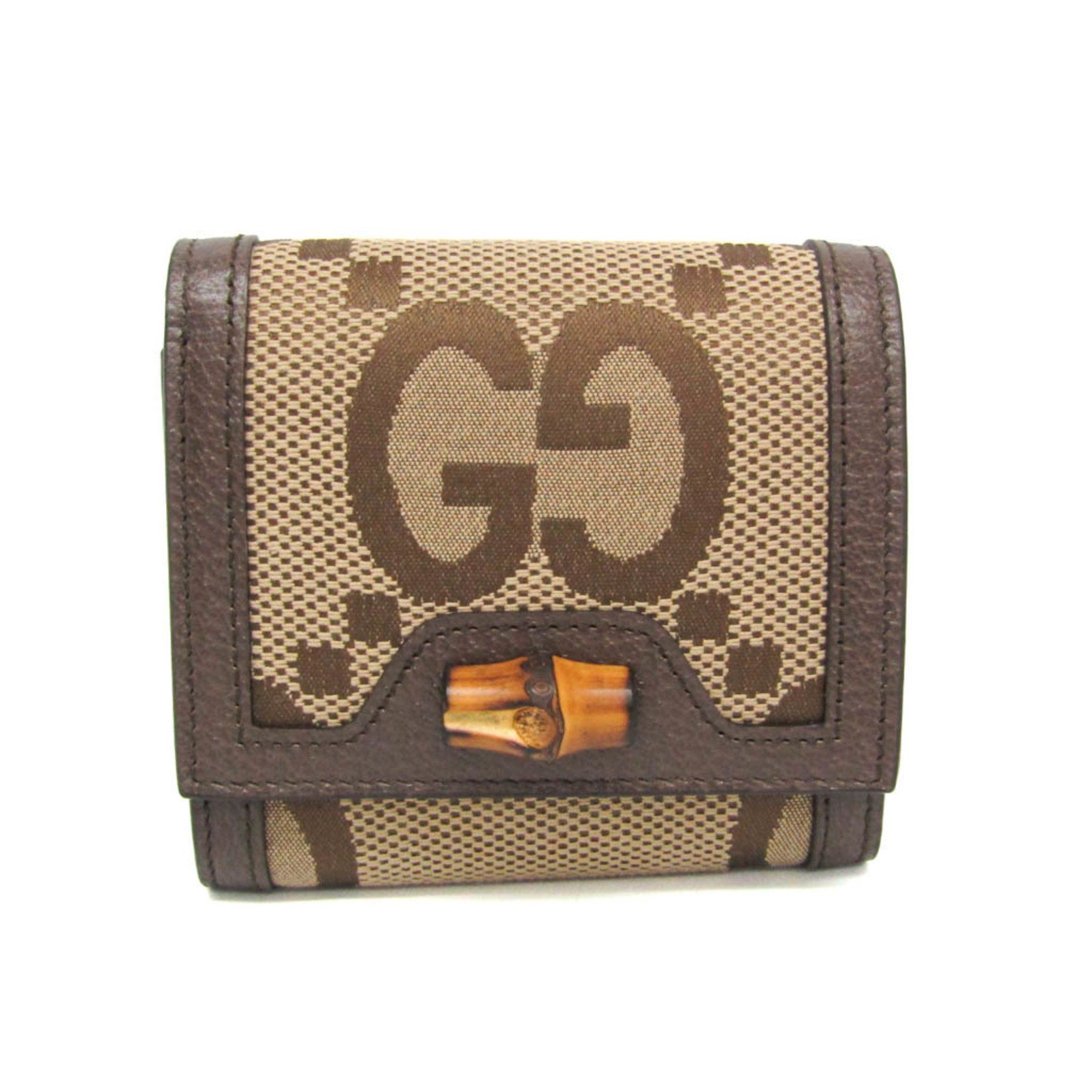 Gucci Gucci Bamboo Diana Jumbo GG 658635 Women's Canvas,Leather Wallet (bi-fold) Beige,Brown Size ONE SIZE - 1 Thumbnail