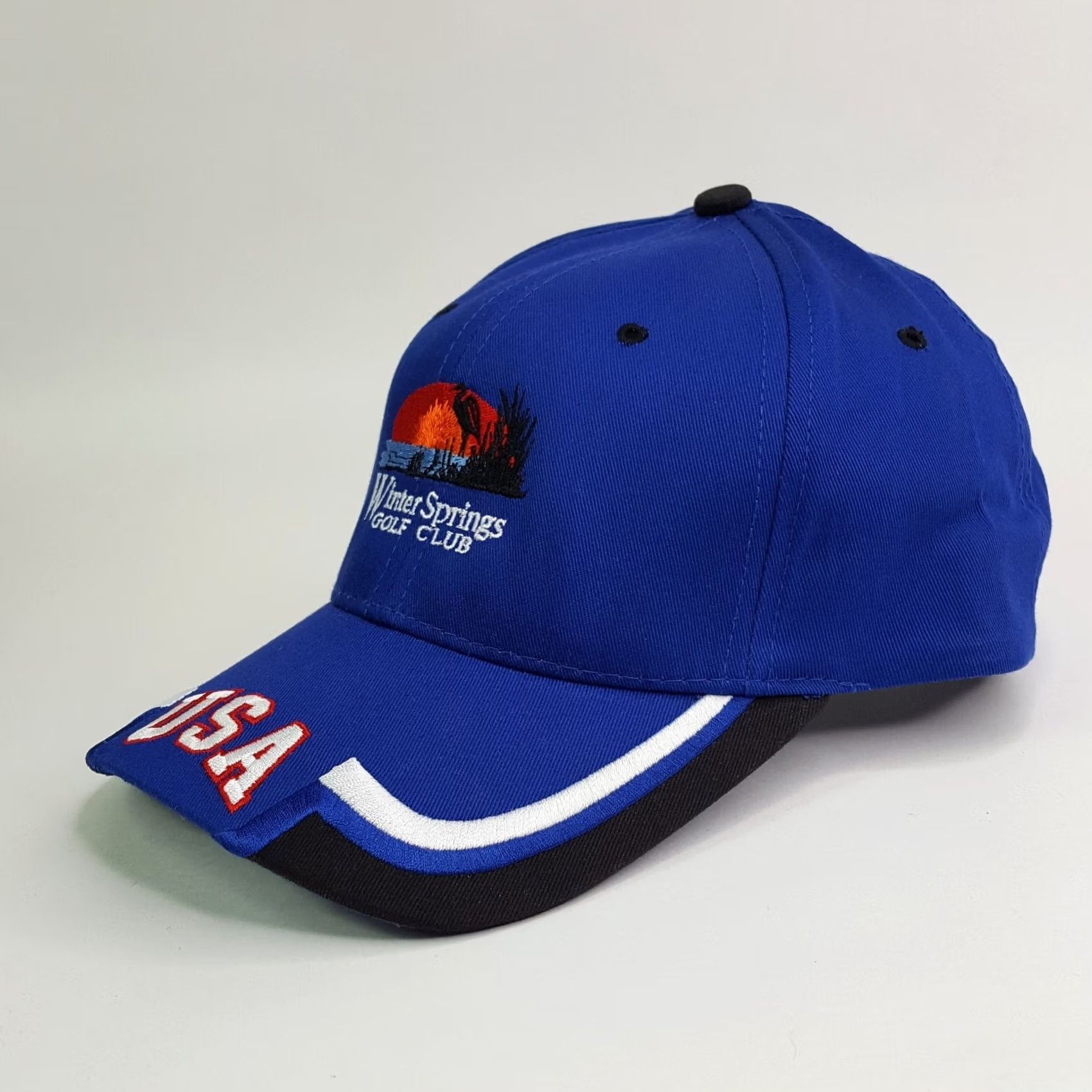 Vintage VTG Winter Springs Golf Club PGA Adjustable USA Snapback Hat Baseball Cap Navy Blue Town Talk Mens Size ONE SIZE - 3 Thumbnail