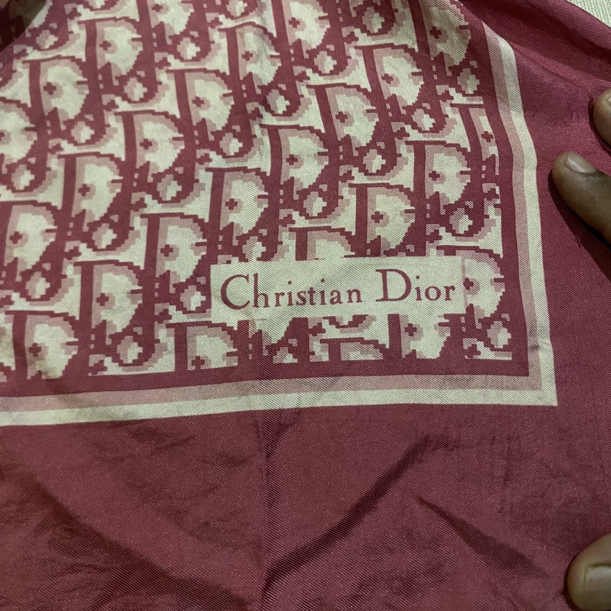 Christian Dior Monsieur Christian Dior Scarf Monogram in Red Burgundy Silk Size ONE SIZE - 17 Thumbnail