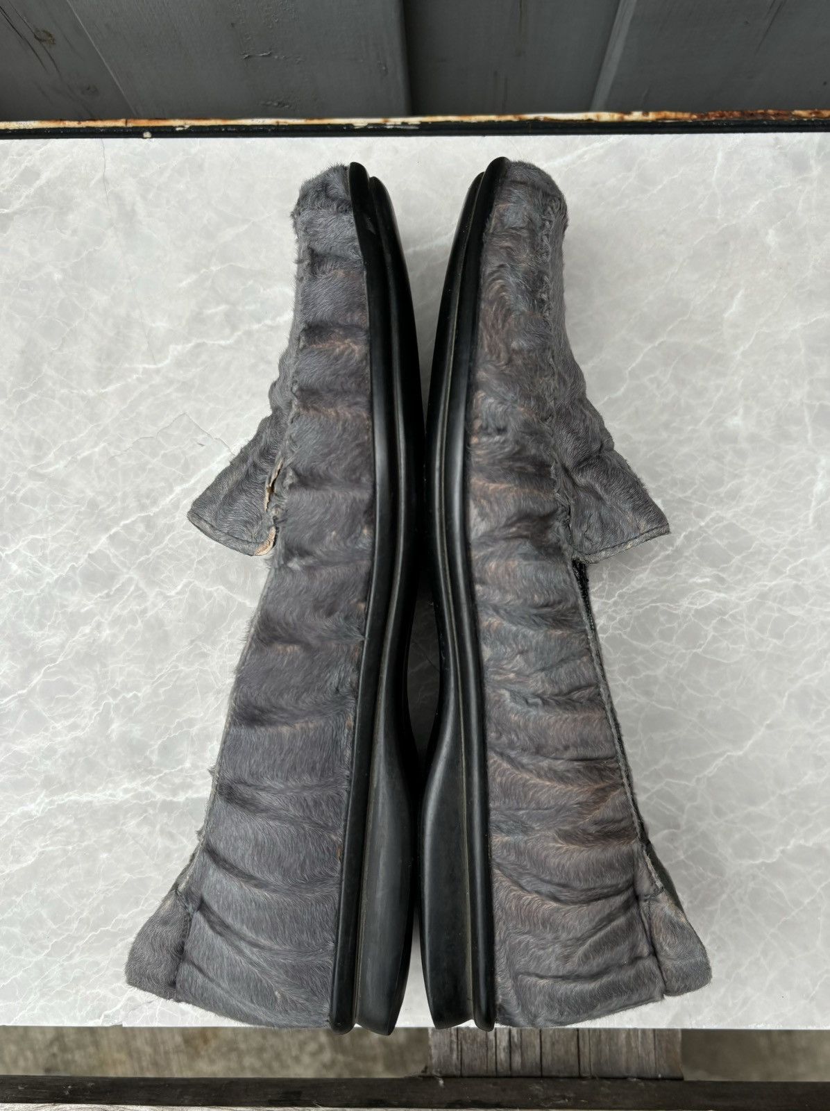 Prada × Vintage 1990s Prada Pony Hair Loafers Vintage Square Toe Fur Womens Size US 7 / IT 37 - 11 Thumbnail