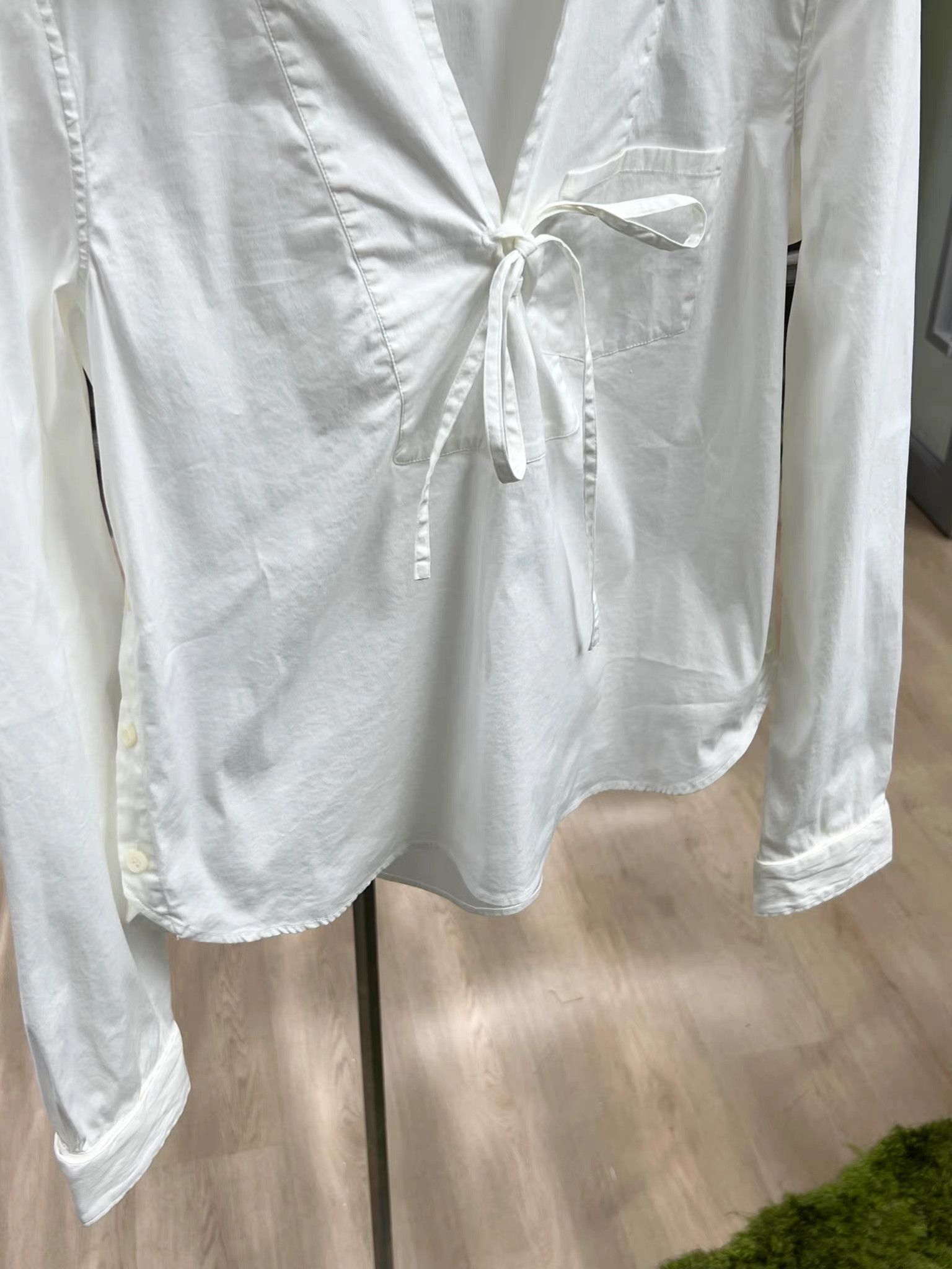 Prada PRADA Bow Detail White Shirt K15 Size M / US 6-8 / IT 42-44 - 3 Thumbnail