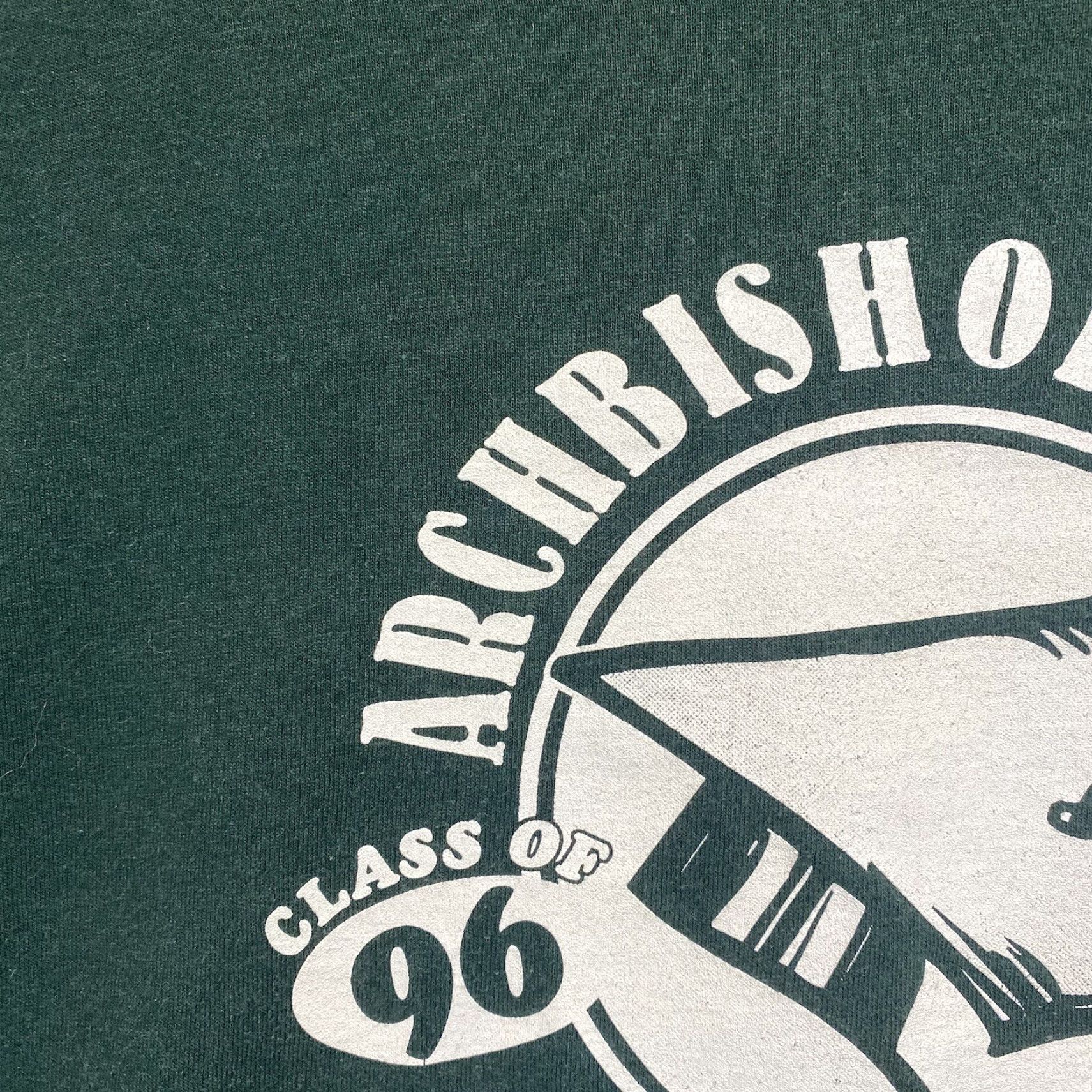 Fruit Of The Loom VINTAGE Fruit of the Loom T-Shirt Class of 1996 Forest Green Unisex Adults L Short Sleeve Crew Neck Green Stitch USA 1996 Alumni Archbishop Walsh Size US L / EU 52-54 / 3 - 5 Thumbnail