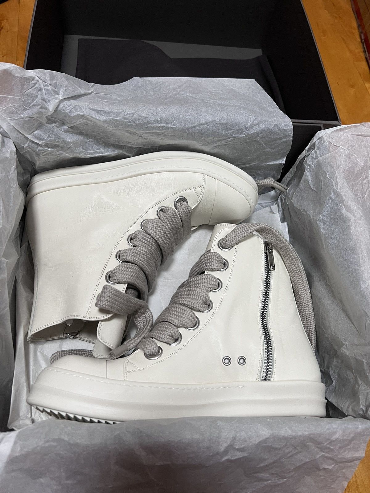 Rick Owens Rick Owens SS23 EDFU Leather Jumbo Laces Sneakers New 44 Size US 11 / EU 44 - 11 Thumbnail