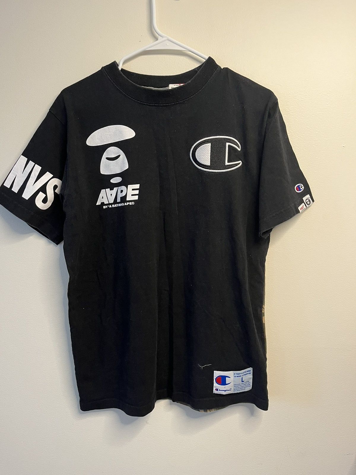 Aape Aape By A Bathing Ape x Champion Collab T-Shirt Black / Camo Size US L / EU 52-54 / 3 - 1 Thumbnail