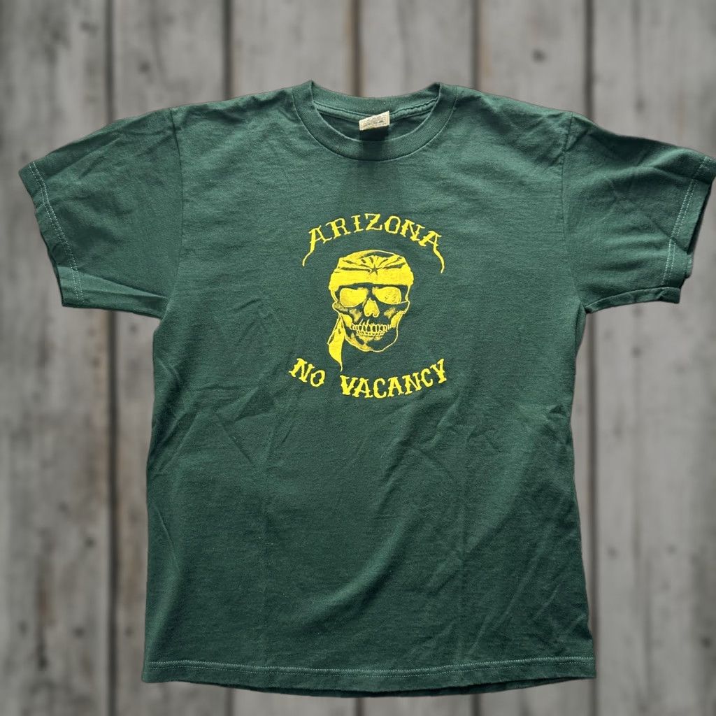 Fruit Of The Loom VINTAGE Fruit Of The Loom Arizona No Vacancy Graphic Tee Mens M Green Skull 90s Shirt Size US M / EU 48-50 / 2 - 1 Thumbnail