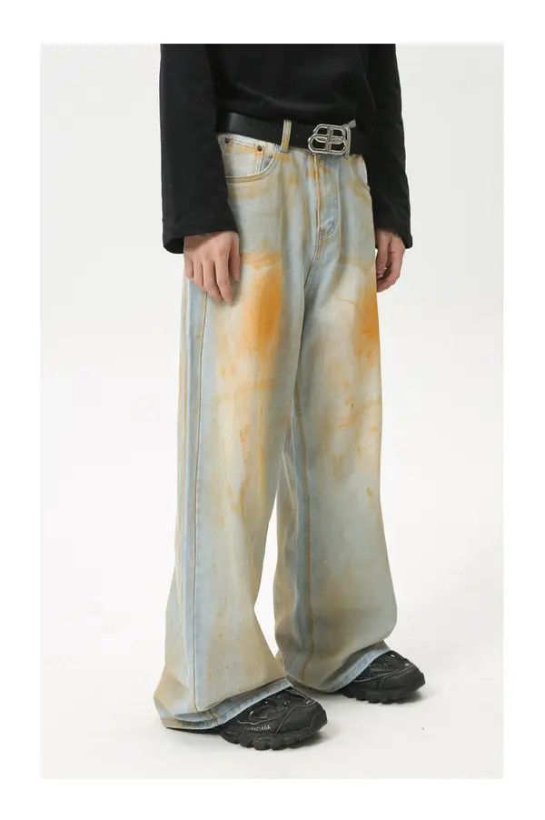 Japanese Brand Shii High street distressed tie-dyed vintage wide-leg jeans Size US 32 / EU 48 - 4 Thumbnail