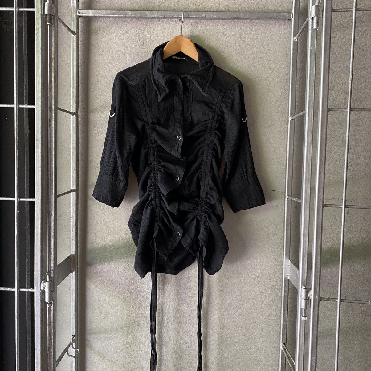 Designer × Japanese Brand GHOST of HARLEM Black Drawstring Bodycon Dress Size S / US 4 / IT 40 - 8 Thumbnail
