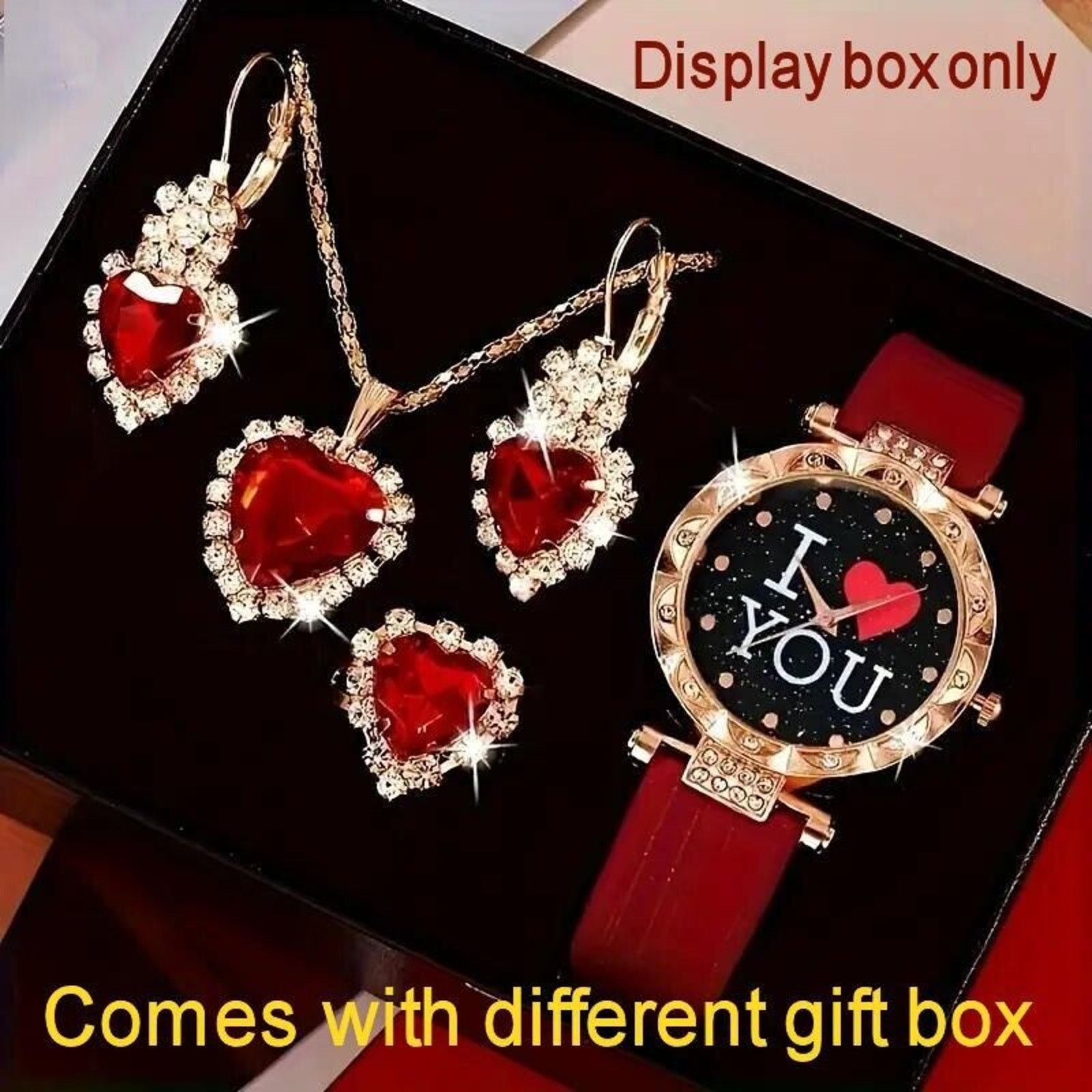 Other 5pc ‘I Luv You’ Watch Jewelry Set • Heart-Shaped Faux Ruby Size ONE SIZE - 2 Thumbnail