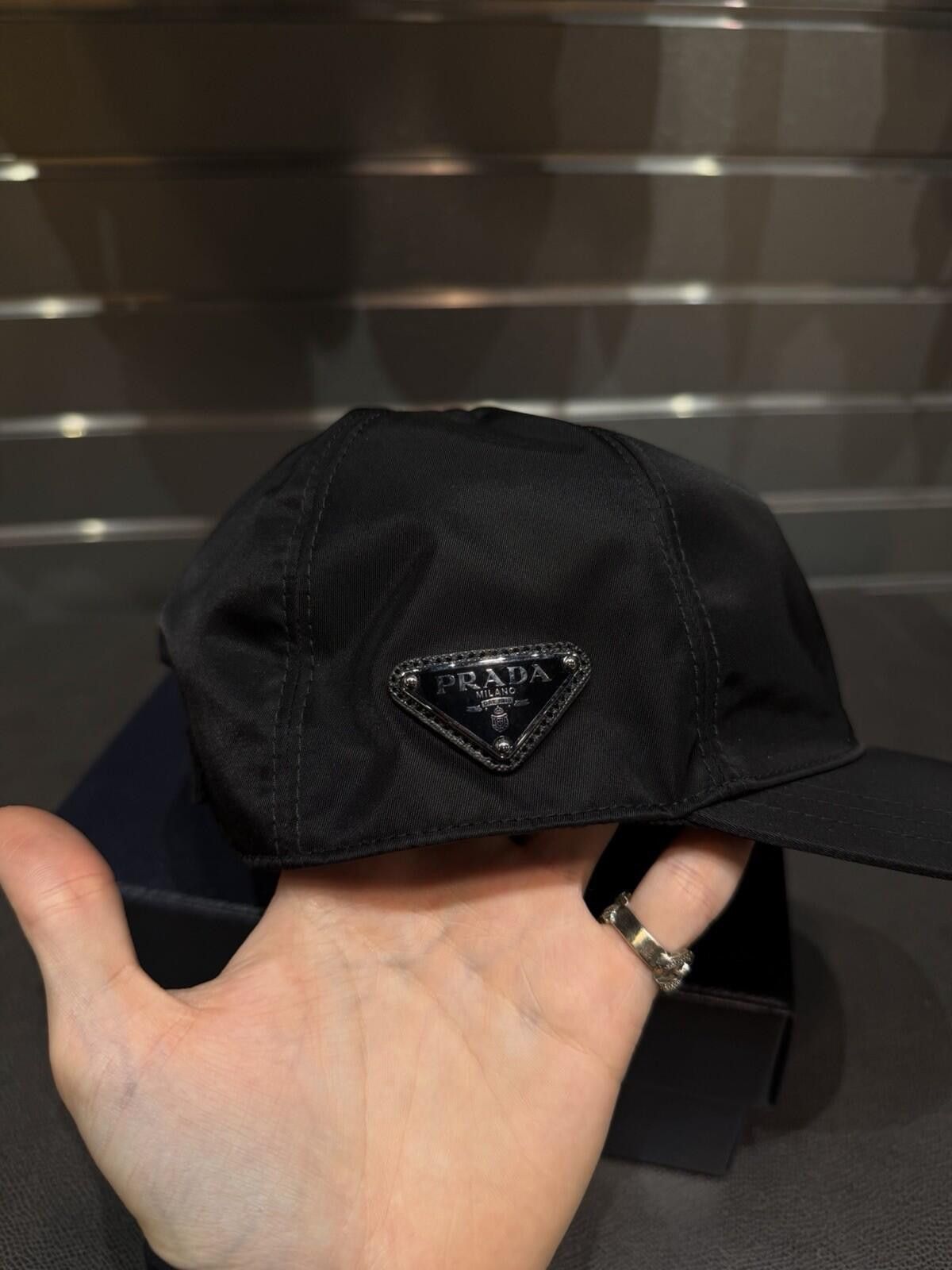 Prada Prada Re-Nylon Baseball Cap Unisex Black Size XL W Box Size ONE SIZE - 4 Thumbnail