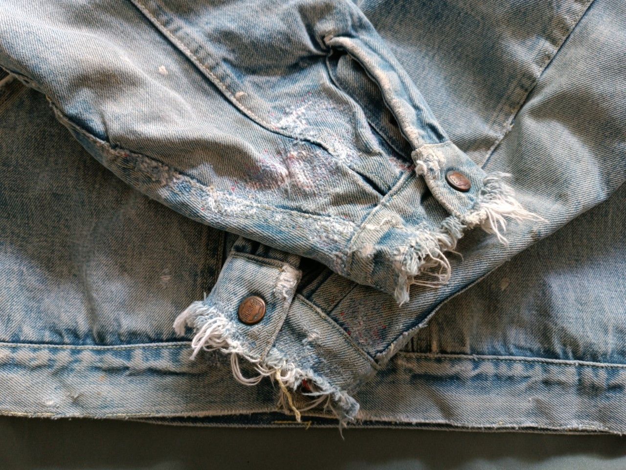 Vintage Vintage 1960s Big Smith Denim Distressed Snap Button Jacket. Size US L / EU 52-54 / 3 - 6 Thumbnail