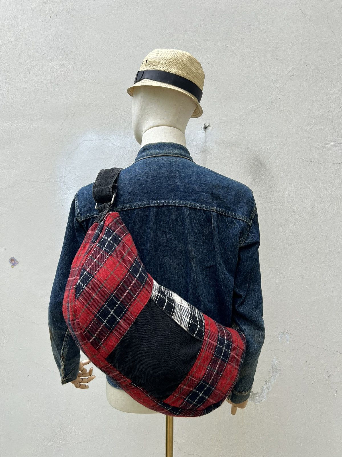 Vintage Beams Japan Multi Color Patchwork Corduroy Sling Bag