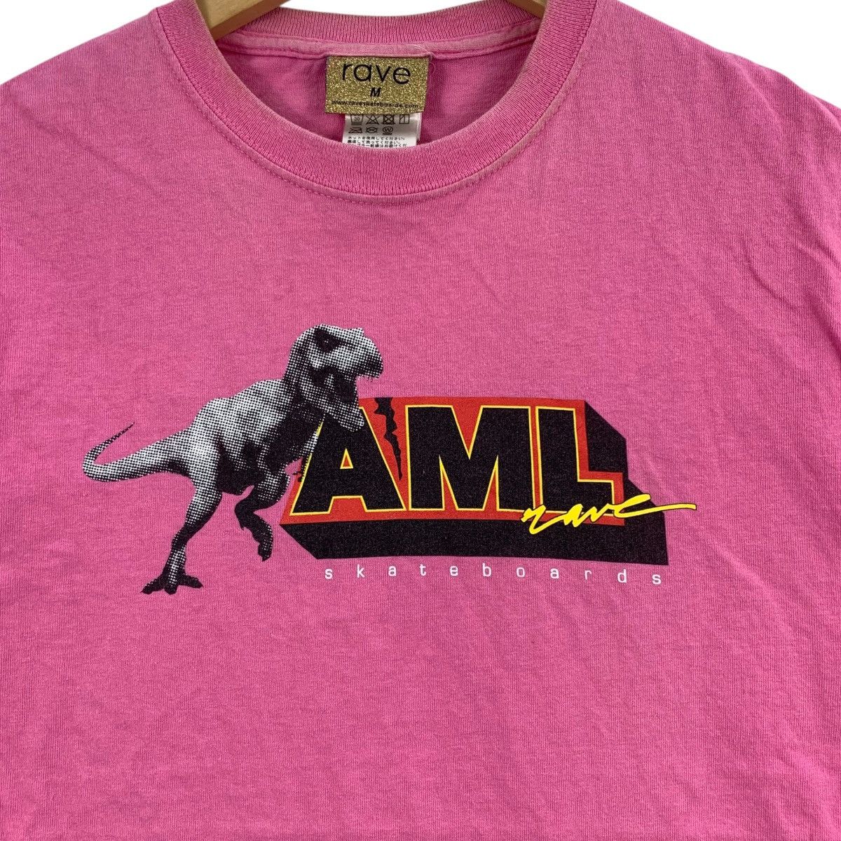 Vintage AML RAVE SKATEBOARD France Made T-Rex Short Sleeve Tshirt Size US M / EU 48-50 / 2 - 3 Thumbnail
