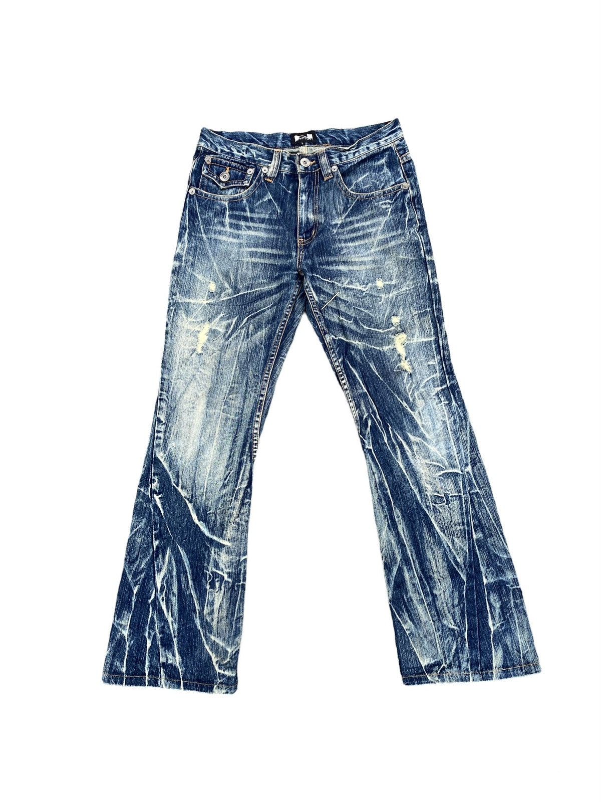 If Six Was Nine × Tornado Mart 2000s Nylaus Crew Claws Mark Design Flare Denim Size US 31 - 1 Thumbnail