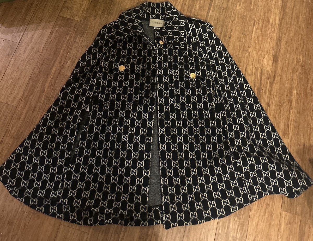 Gucci GUCCI GG Supreme Cape Wool Black White Cloak Size XS / US 0-2 / IT 36-38 - 5 Thumbnail