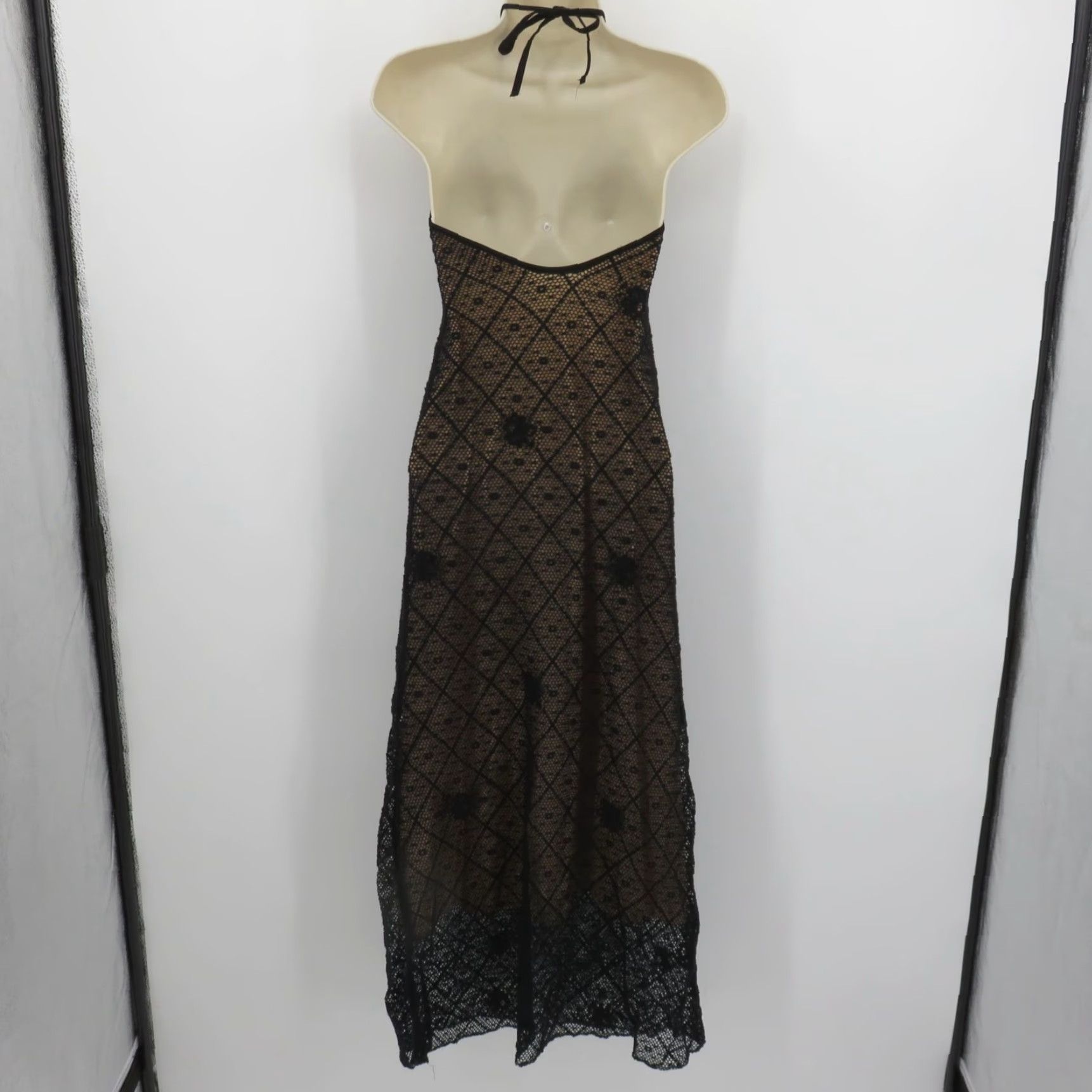 VINTAGE DAM American Concept Women Medium Black Net Overlay Halter Dress  1990s 90s - ilac.rochib.com