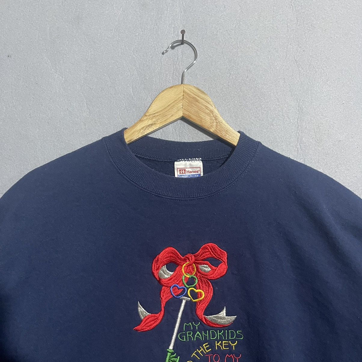 Hanes Vintage 90s Hanes Sweatshirt “My Grandkids Hold the Key’ Size US XL / EU 56 / 4 - 3 Thumbnail