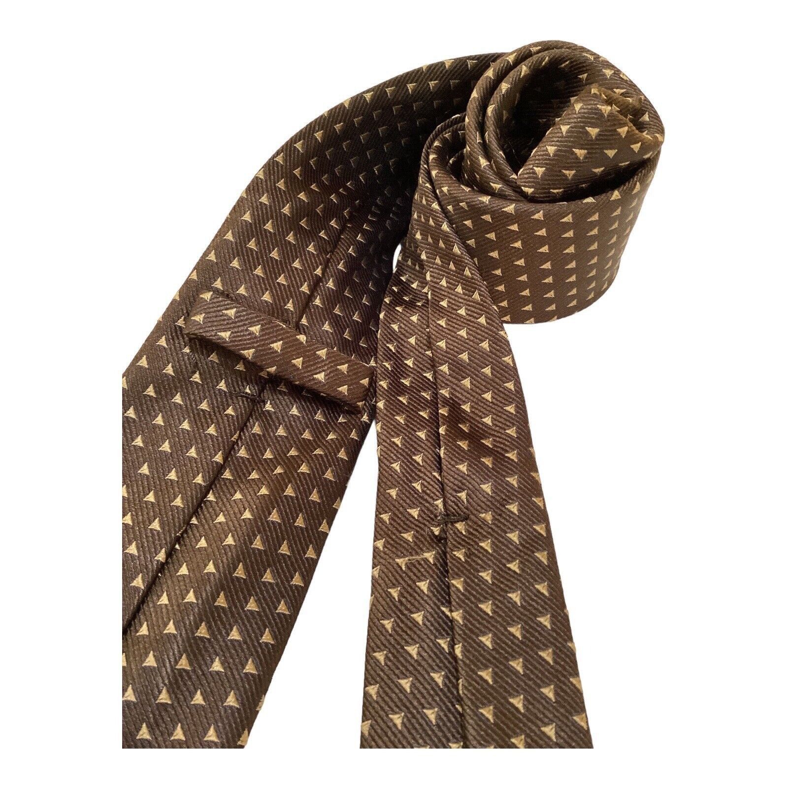Kiton KITON NAPOLI 7Fold Brown Geometric Silk Tie Italy W:3.25" EX Size ONE SIZE - 3 Thumbnail