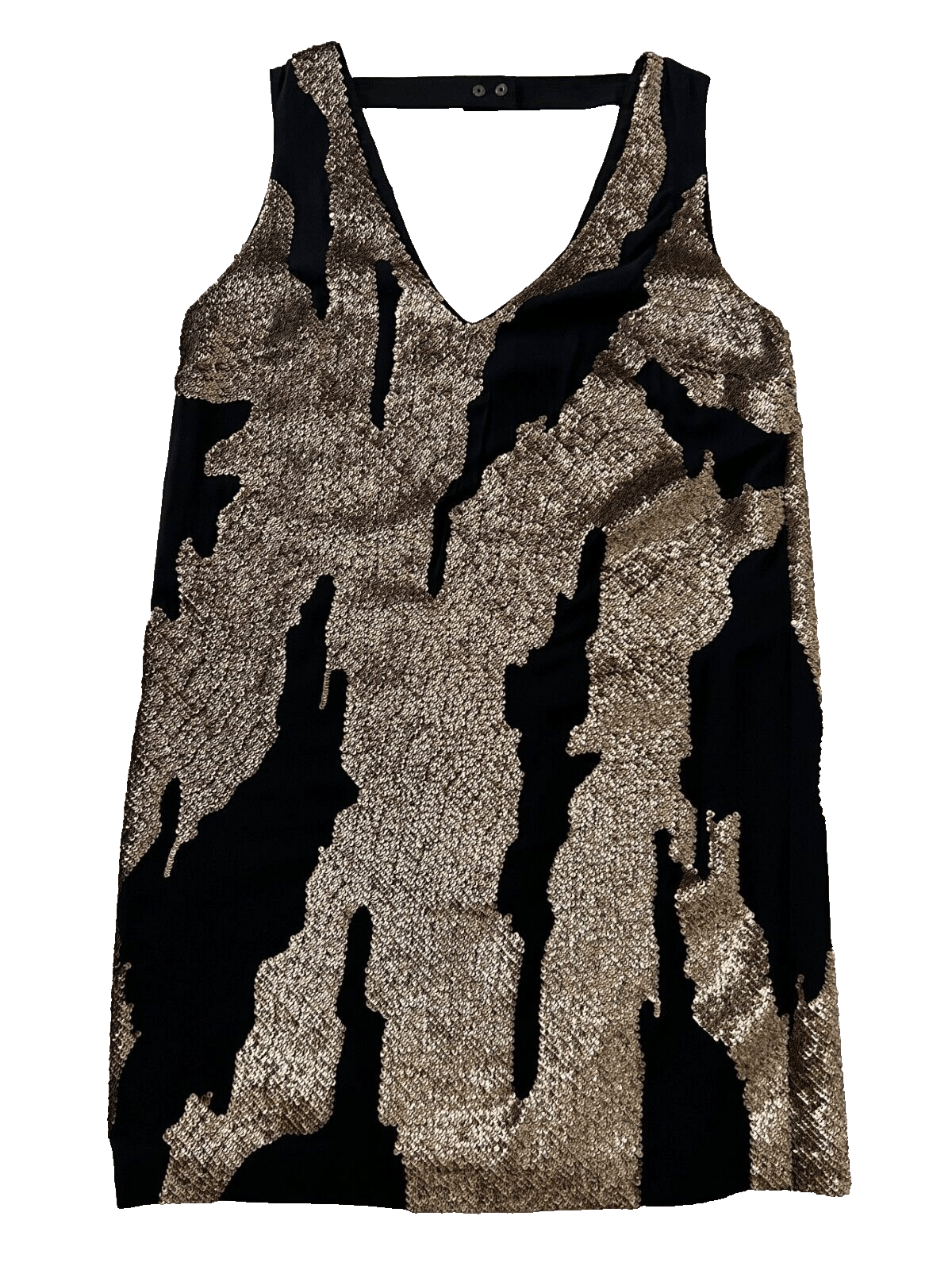 Robert Rodriguez $595 ROBERT RODRIGUEZ Gold Sequin Black SILK DRESS ( 2 ) Size XS / US 0-2 / IT 36-38 - 2 Thumbnail