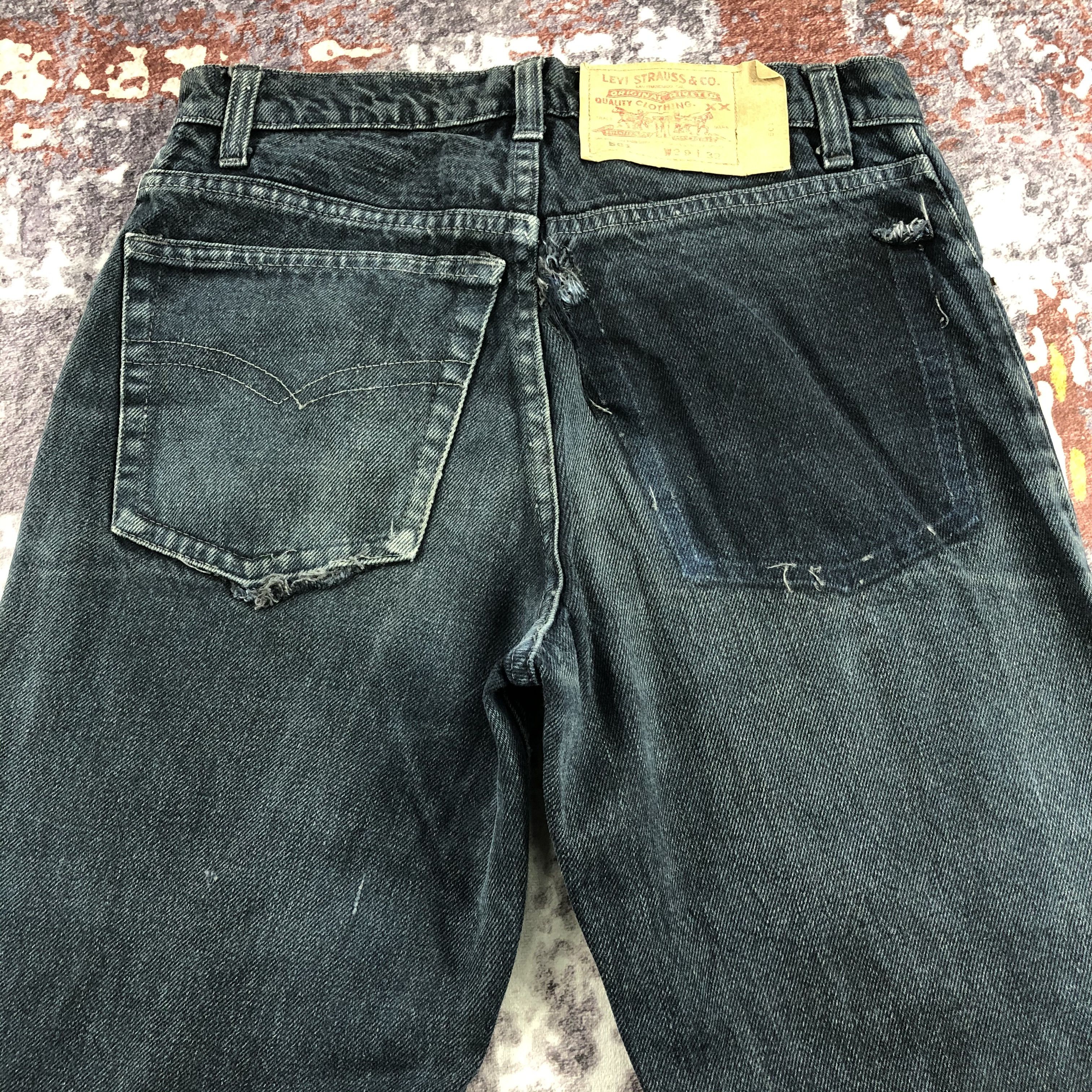Levi's Vintage 90s Faded Black Levis 501 Jeans-JM2423 Size US 29 - 4 Thumbnail