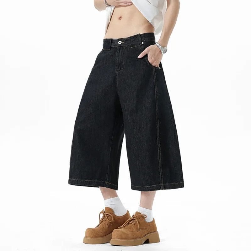 Jean Solid Color Denim Shorts Men Straight Baggy Fit Size US 34 / EU 50 - 5 Thumbnail