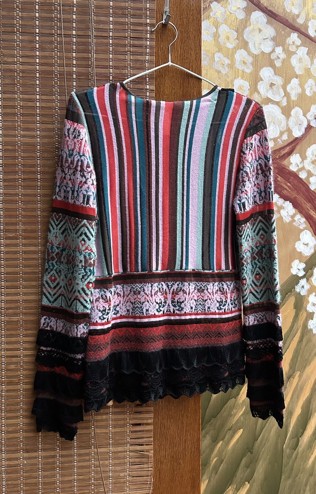 Christian Lacroix Christian Lacroix Knit Top Lace Trim Jacquard Boho Sweater Size M / US 6-8 / IT 42-44 - 2 Thumbnail