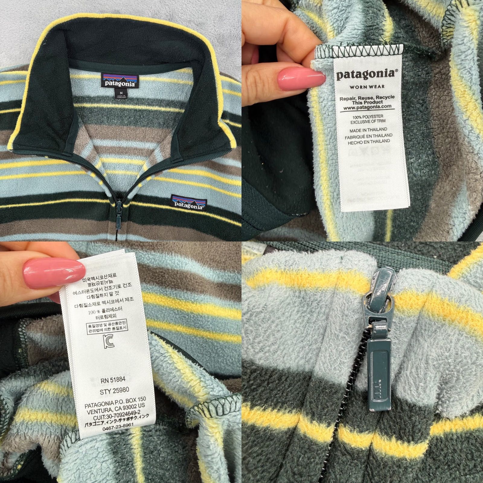 Patagonia VINTAGE Patagonia Synchilla Fleece Jacket Full Zip Striped Womens Medium Size M / US 6-8 / IT 42-44 - 8 Thumbnail