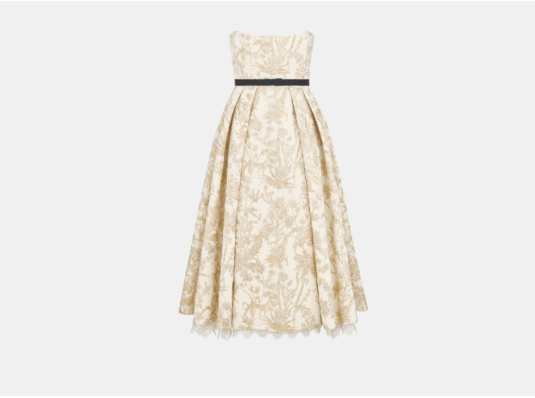 Dior o1w1db10326 511R38 Mid-Length Dress in White/Gold Size XL / US 12-14 / IT 48-50 - 1 Thumbnail