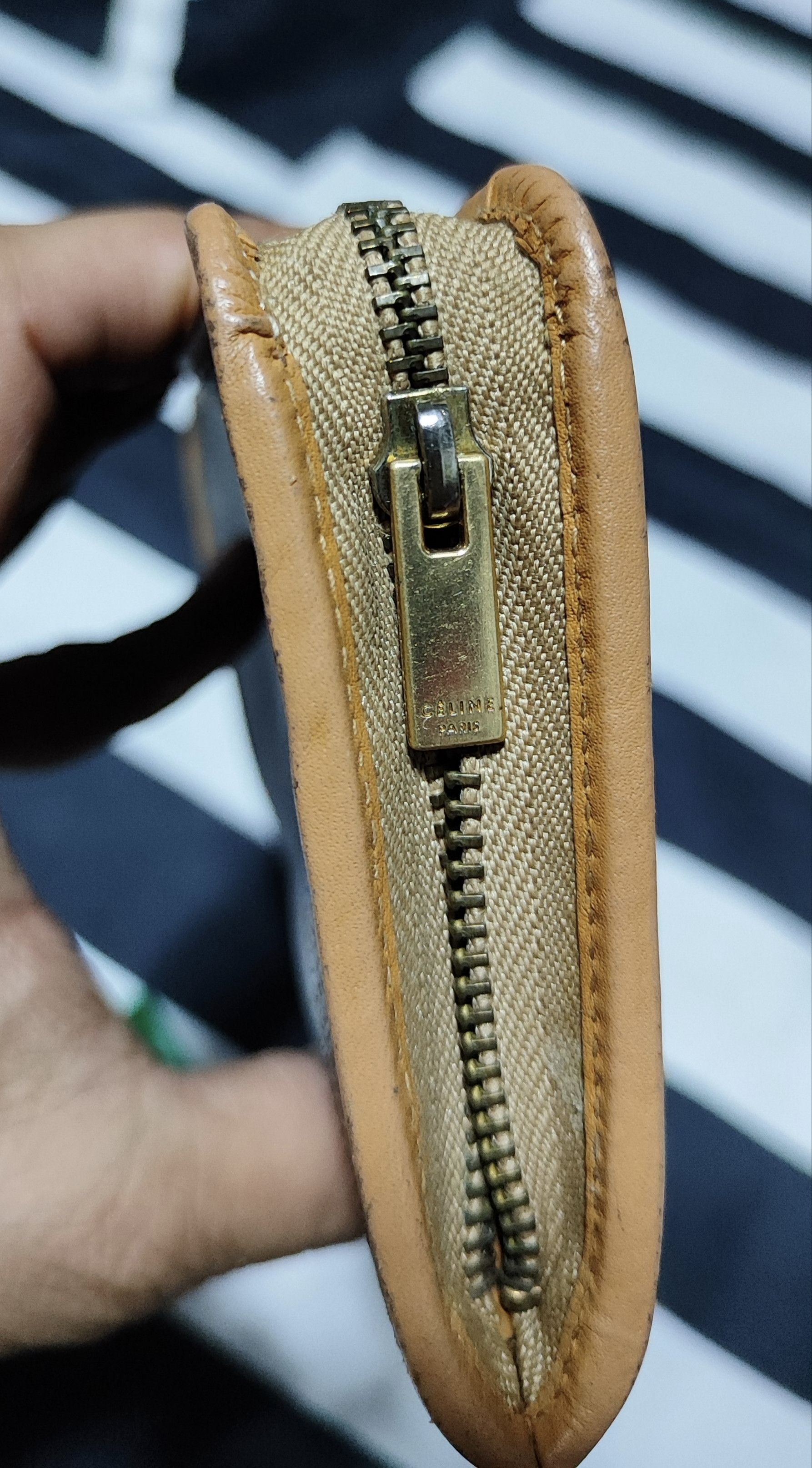 Celine Macadam Long Zipper Leather Wallet