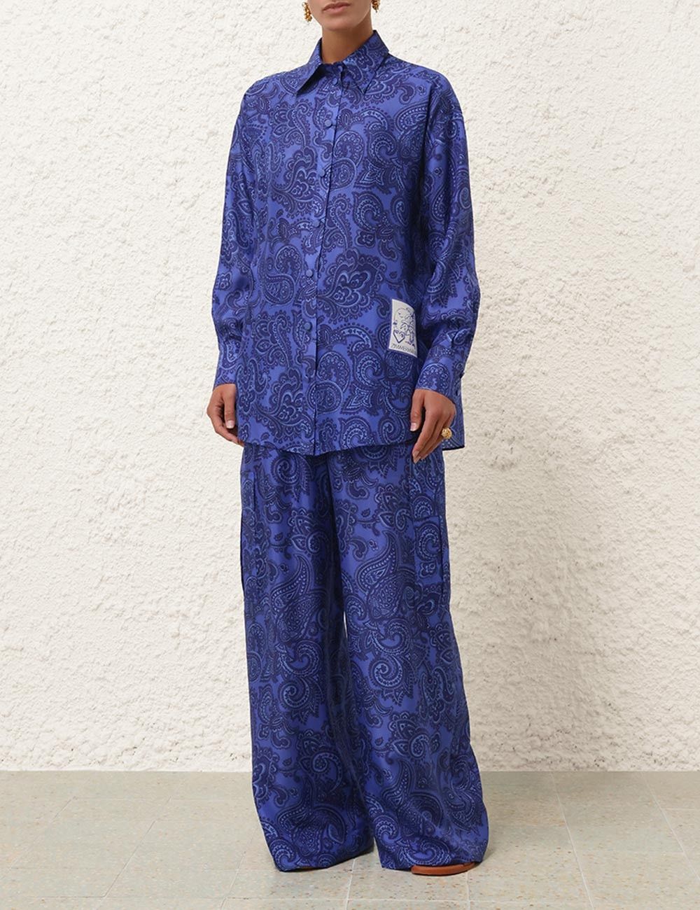 Zimmermann oc11z0525 Ottie Relaxed Pant in Blue Size 25" / US 0 / IT 36 - 2 Thumbnail