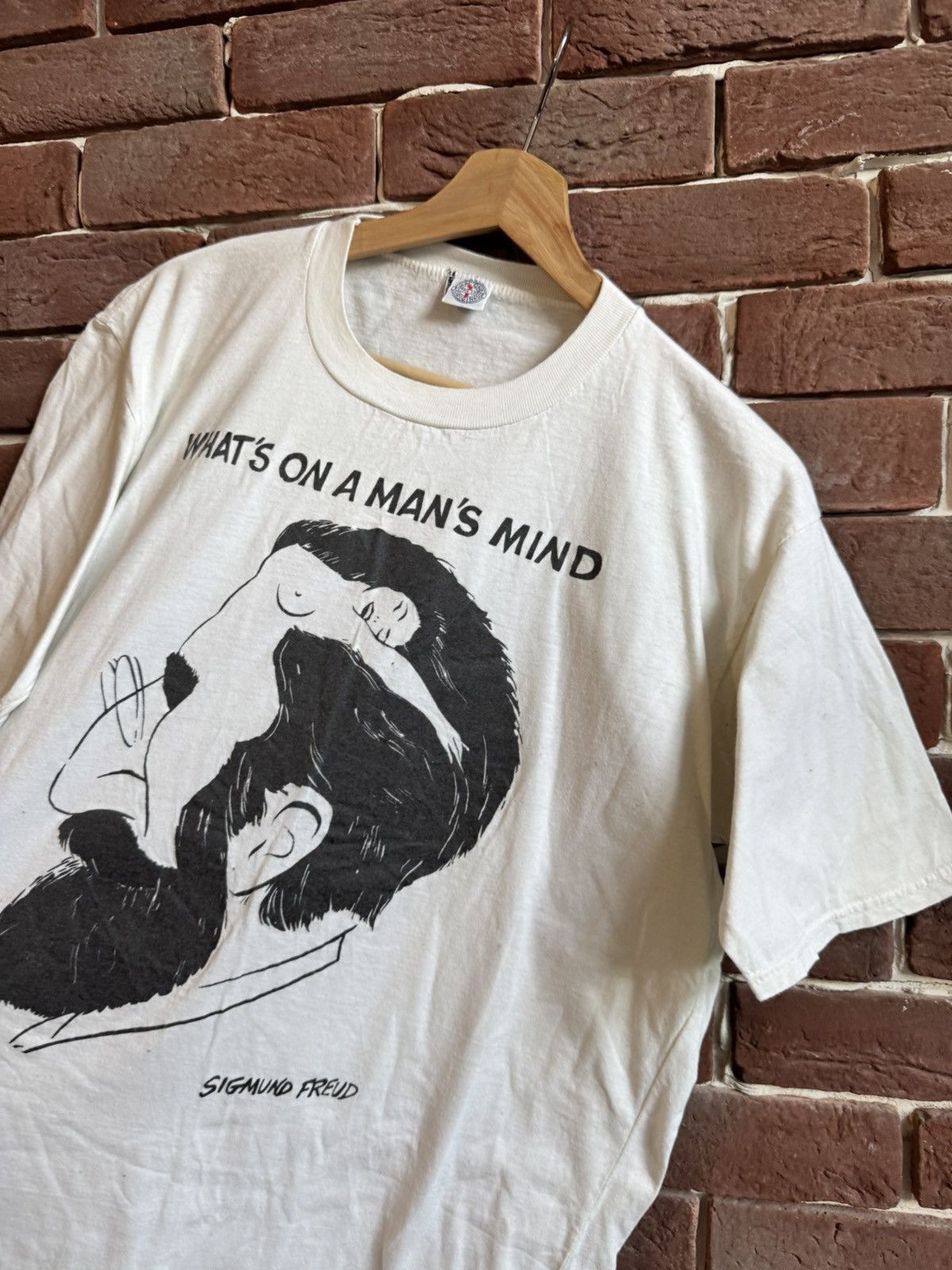 Band Tees × Vintage Vintage 90s Simgund Freud Pop Art Tee Rare Hype L White 90s Size US L / EU 52-54 / 3 - 7 Thumbnail