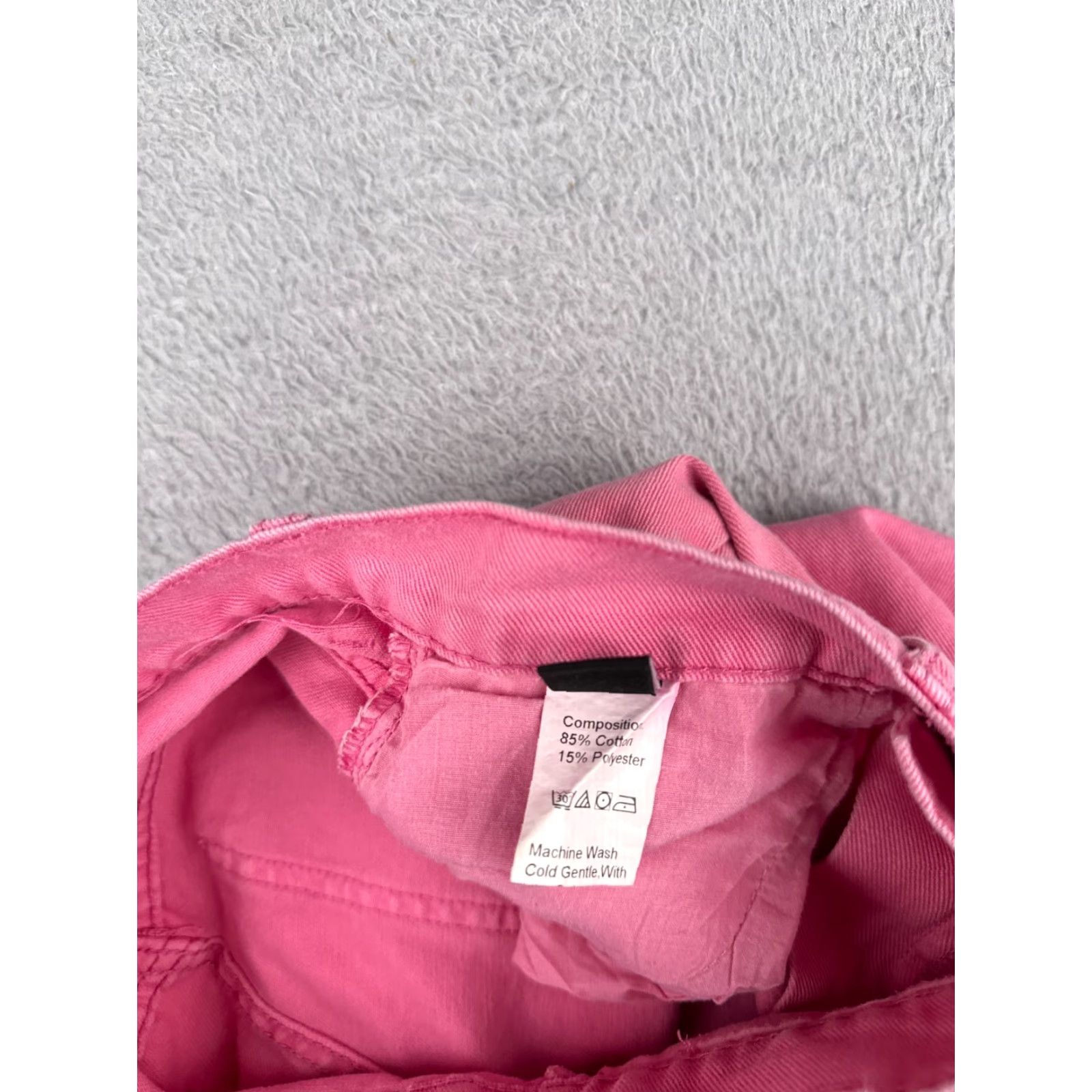 Shein Shein Jeans Women 27 Pink Wide-Leg High Rise Cotton Blend Raw Hem 27x32 Size 27" / US 4 / IT 40 - 7 Thumbnail