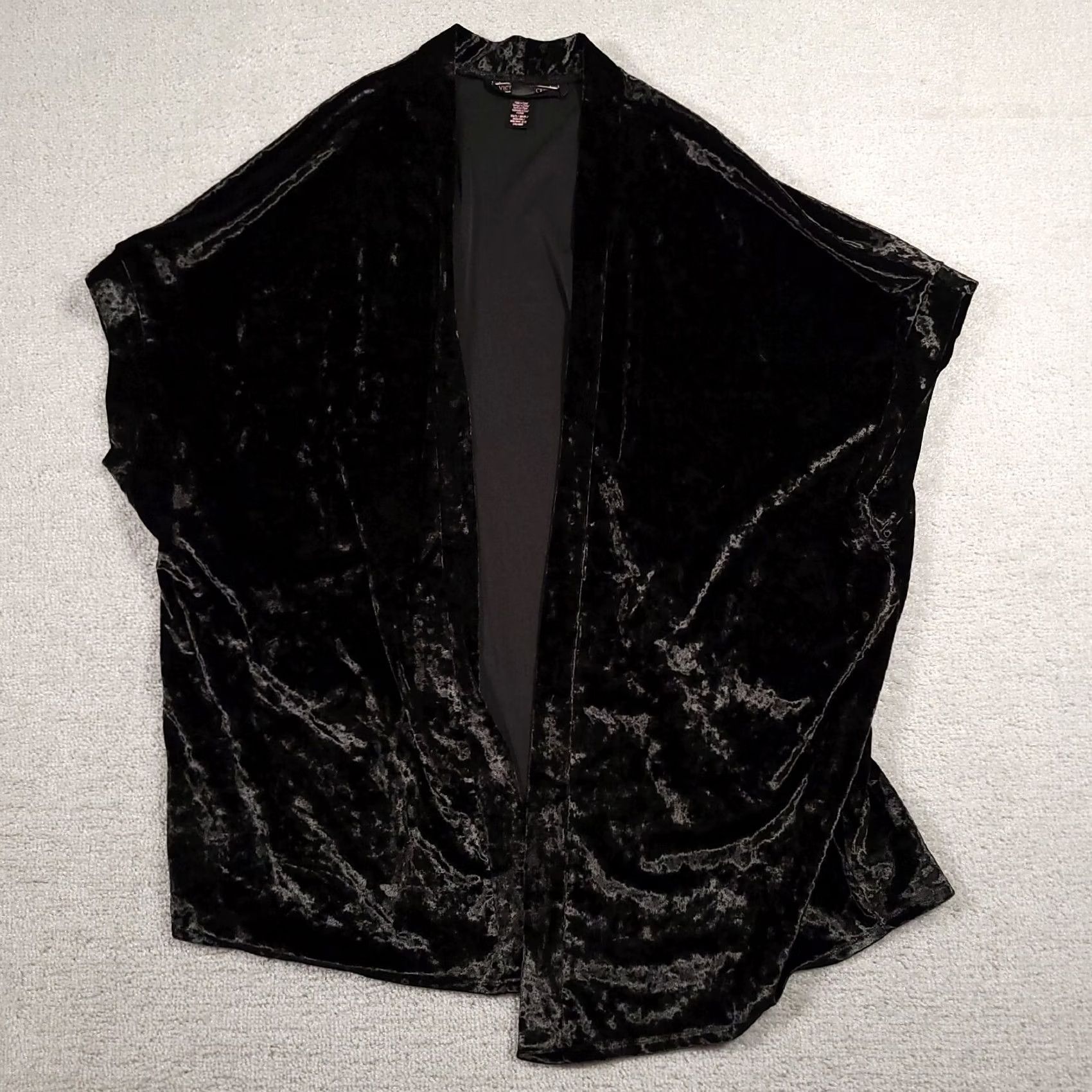 Victoria's Secret VINTAGE Victoria's Secret Crushed Velvet Open Kimono Robe Cover Up Women XS/S Black Size ONE SIZE - 2 Thumbnail