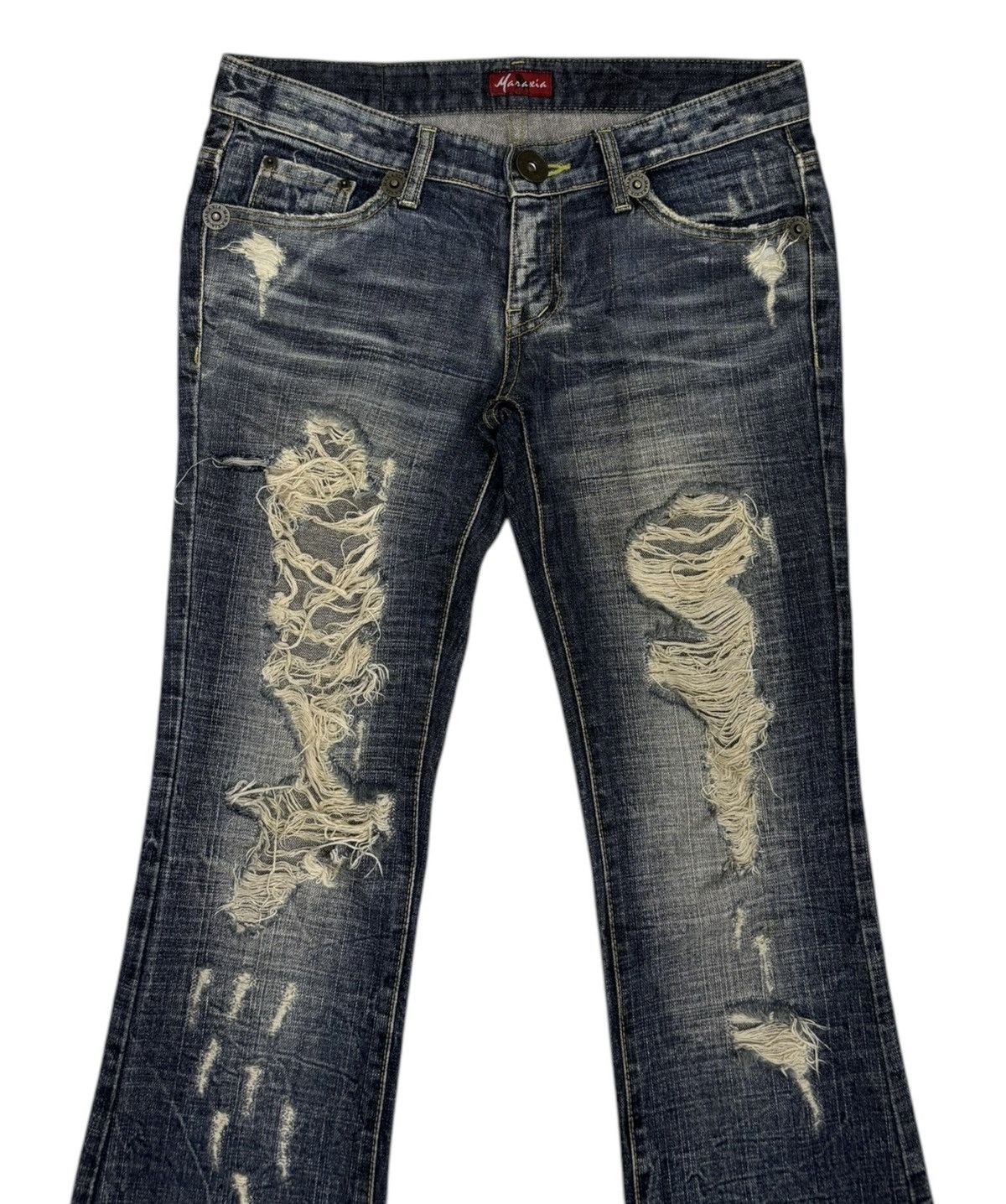 Hysteric Glamour × Japanese Brand HYSTERIC GLAMOUR STYLE DISTRESS DENIM MARAXIA FLARED PANTS Size 31" - 5 Thumbnail